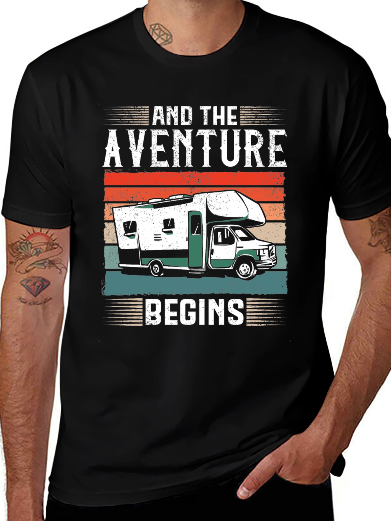 Adventure Begins RV Graphic T-Shirt