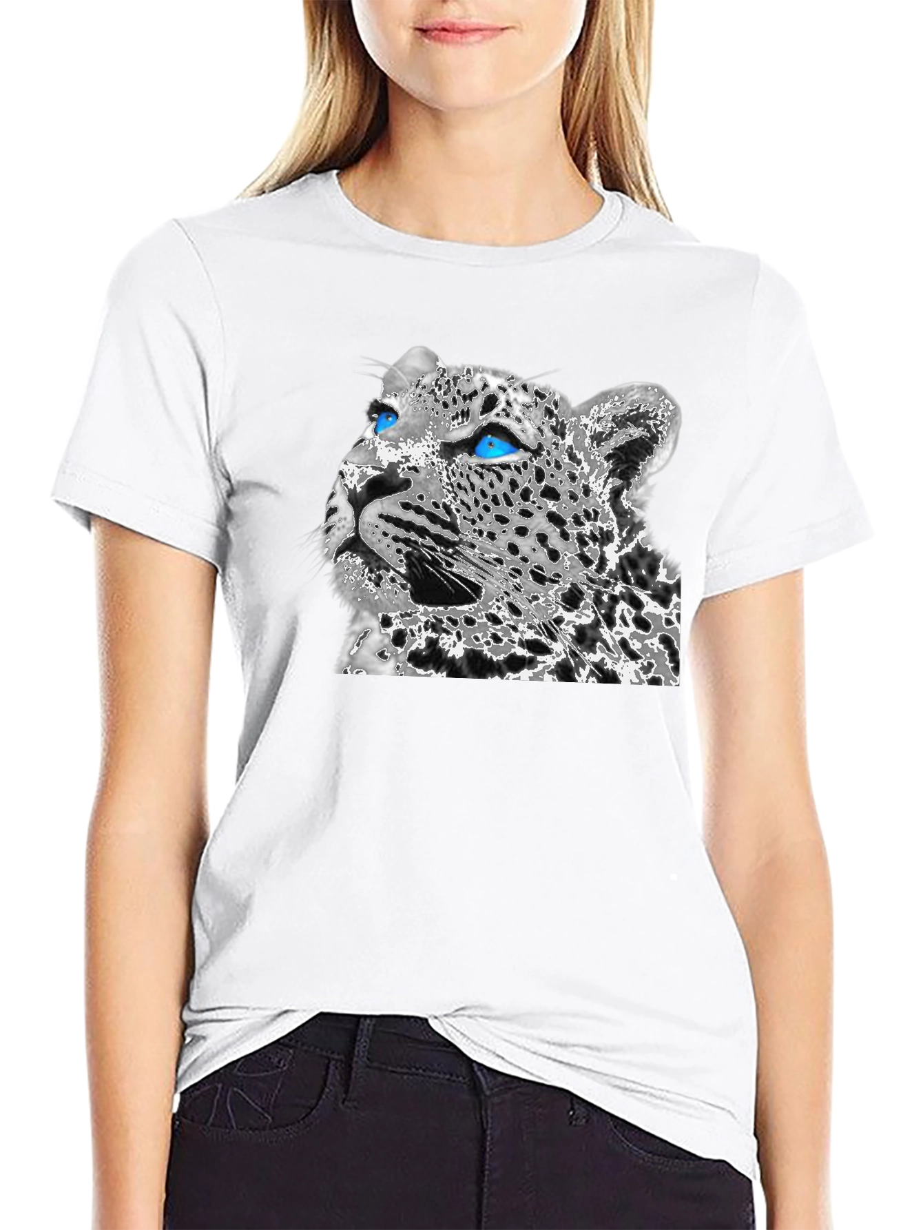 Leopard Graphic Print Black T-Shirt