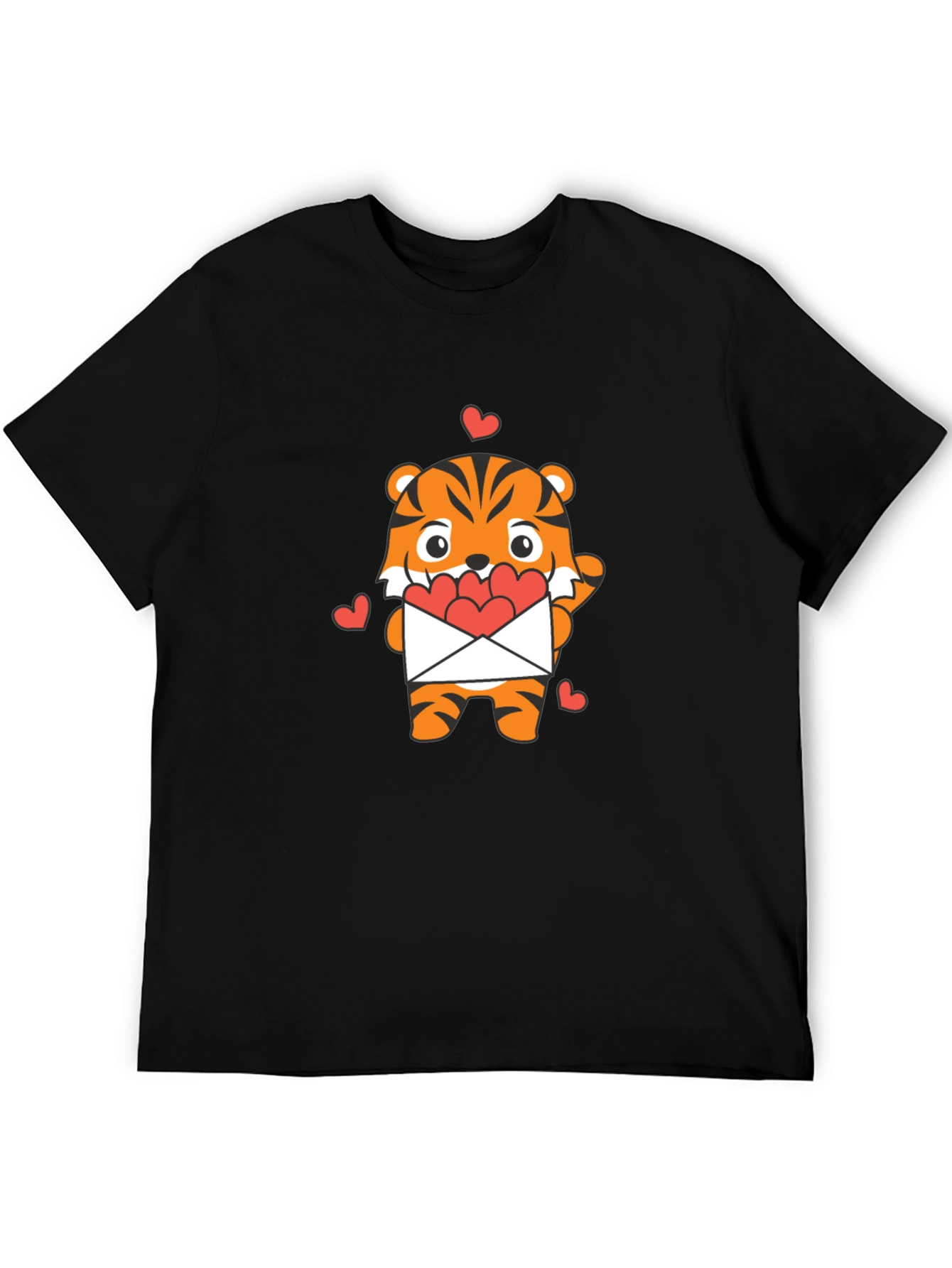 Cute Tiger Heart Envelope Graphic T-Shirt