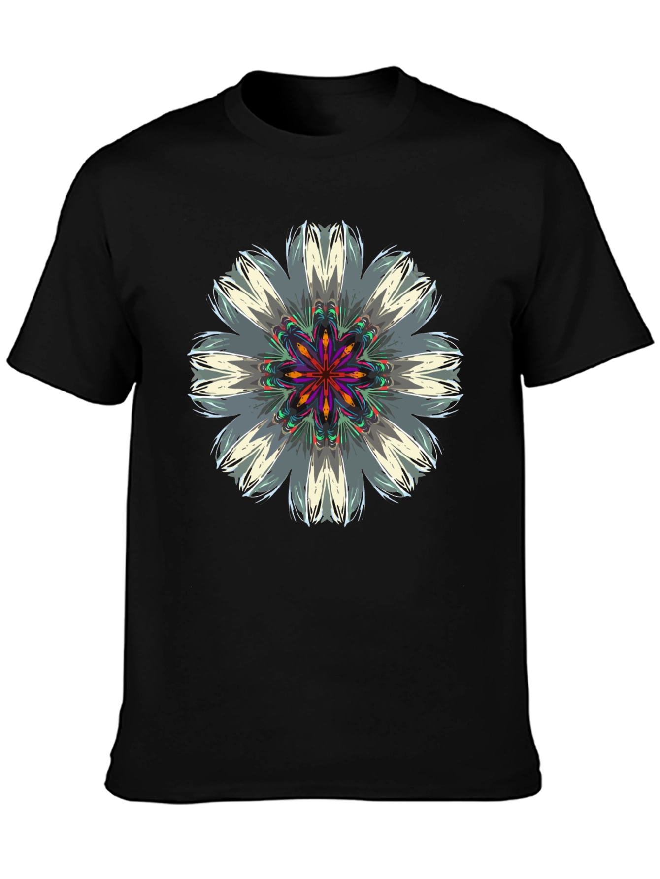 Abstract Floral Graphic Black T-Shirt