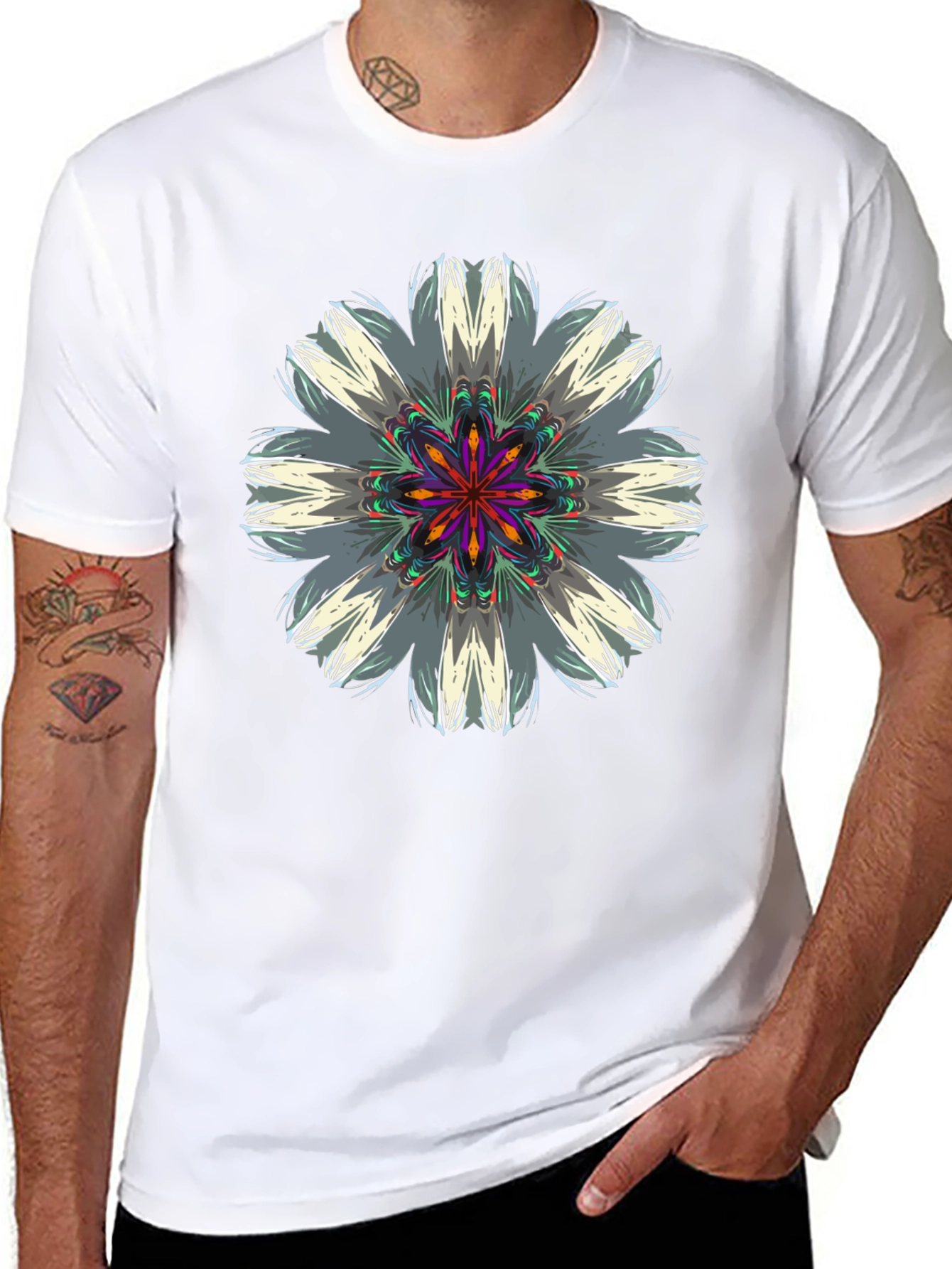 Abstract Floral Graphic Black T-Shirt