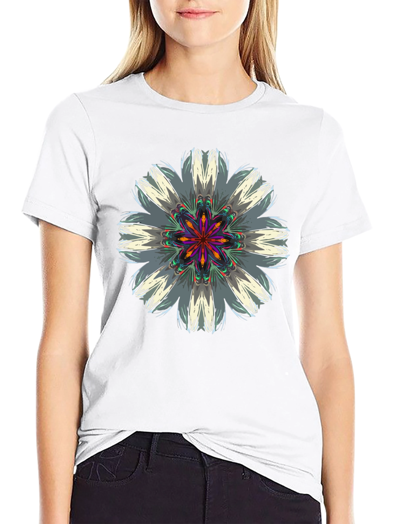 Abstract Floral Graphic Black T-Shirt