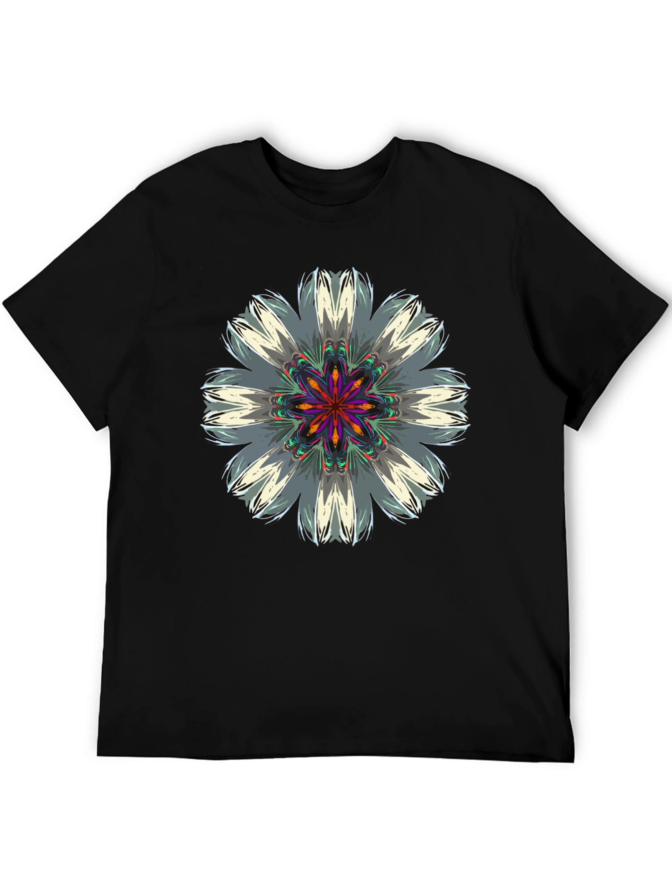 Abstract Floral Graphic Black T-Shirt