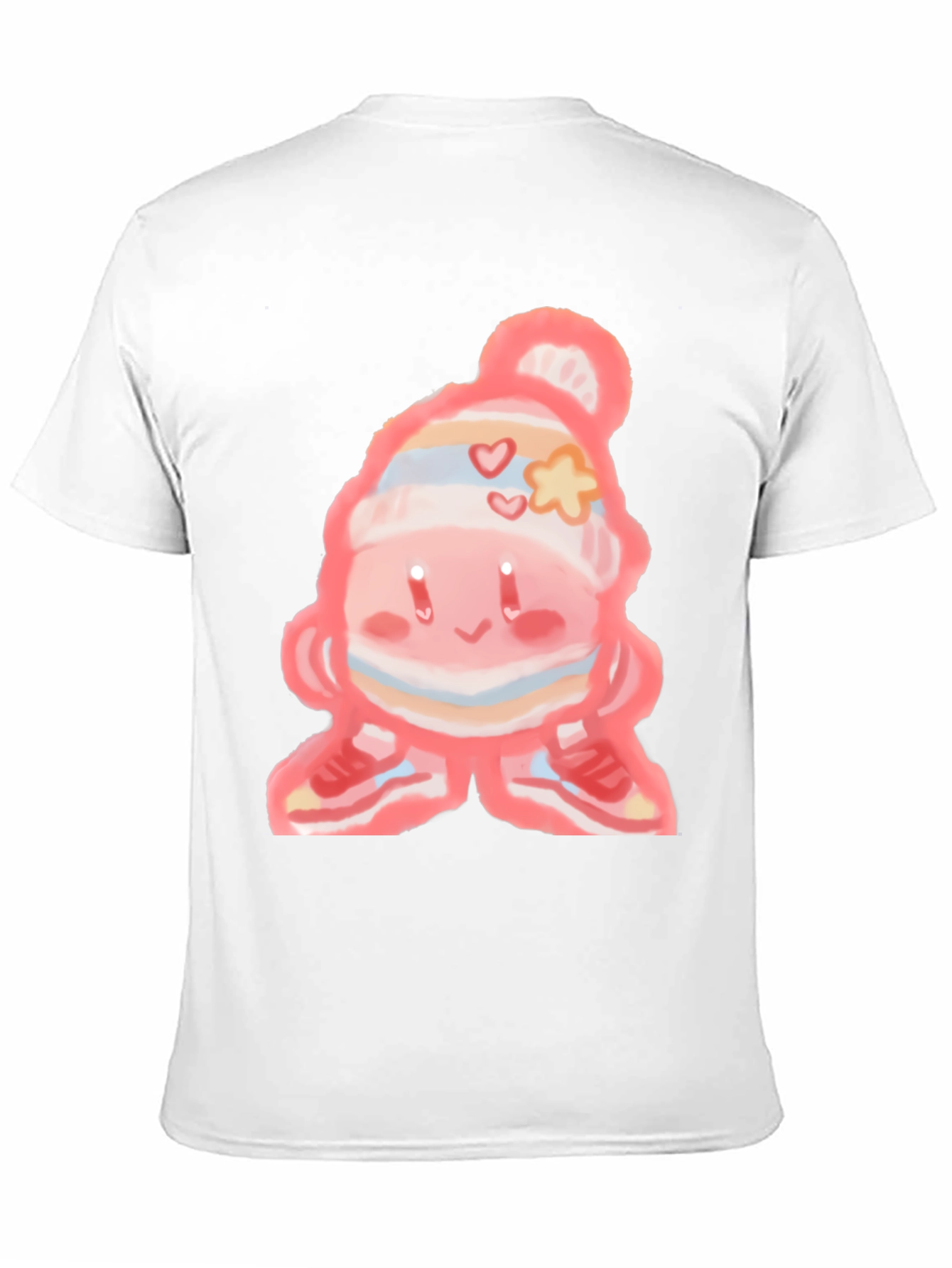 Cute Cartoon Character on Black T-Shirt