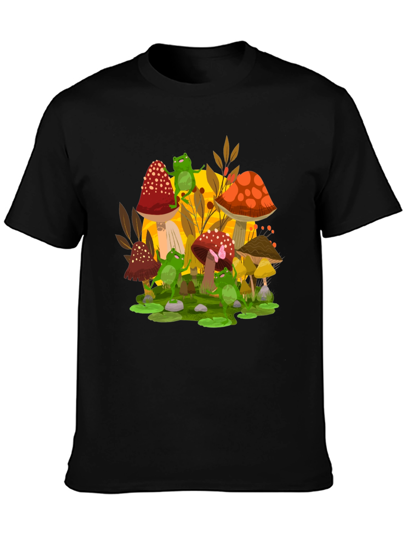 Frogs & Mushroom Graphic T-Shirt