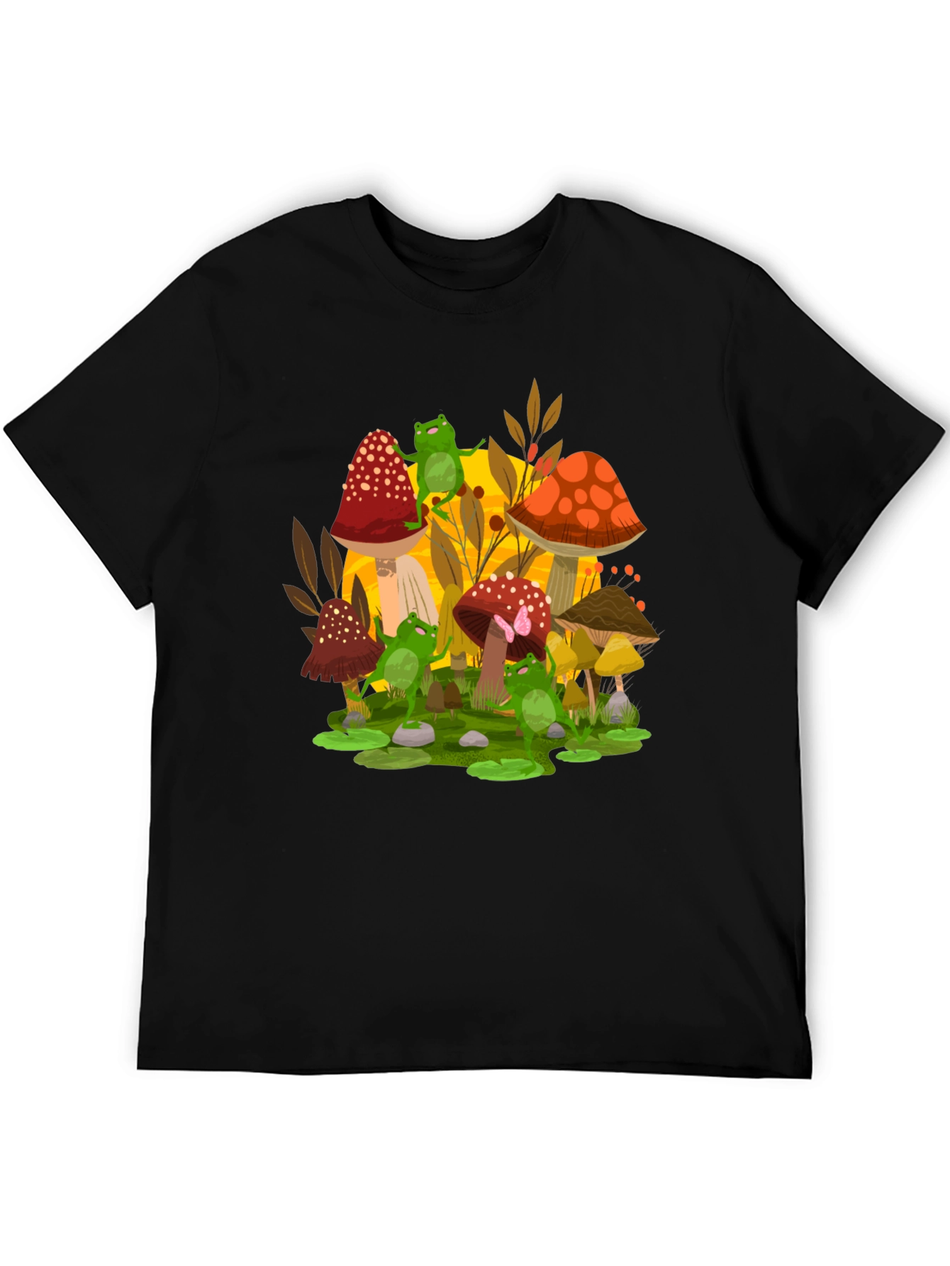 Frogs & Mushroom Graphic T-Shirt