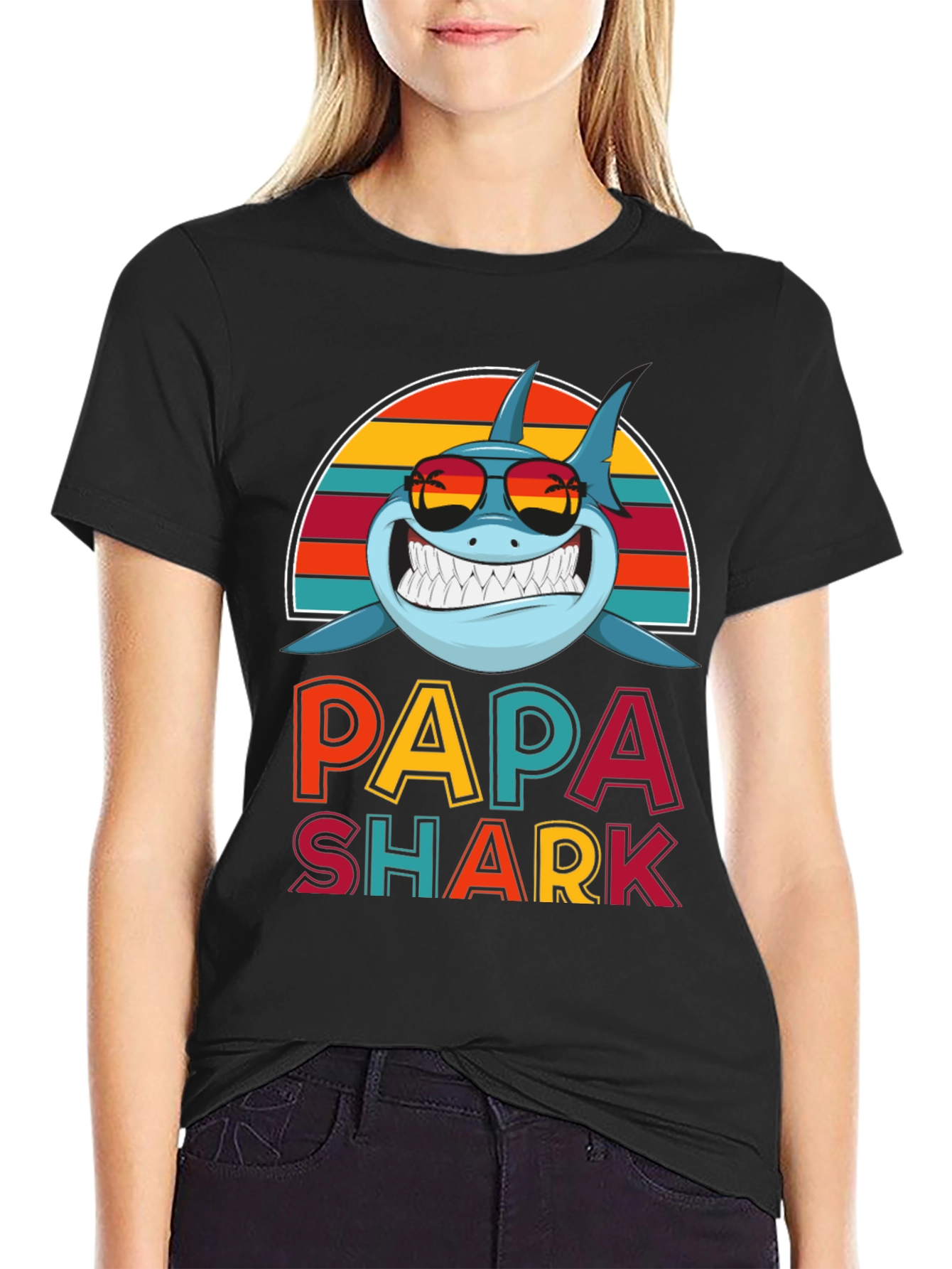 Papa Shark Graphic Tee - Fun Dad T-Shirt