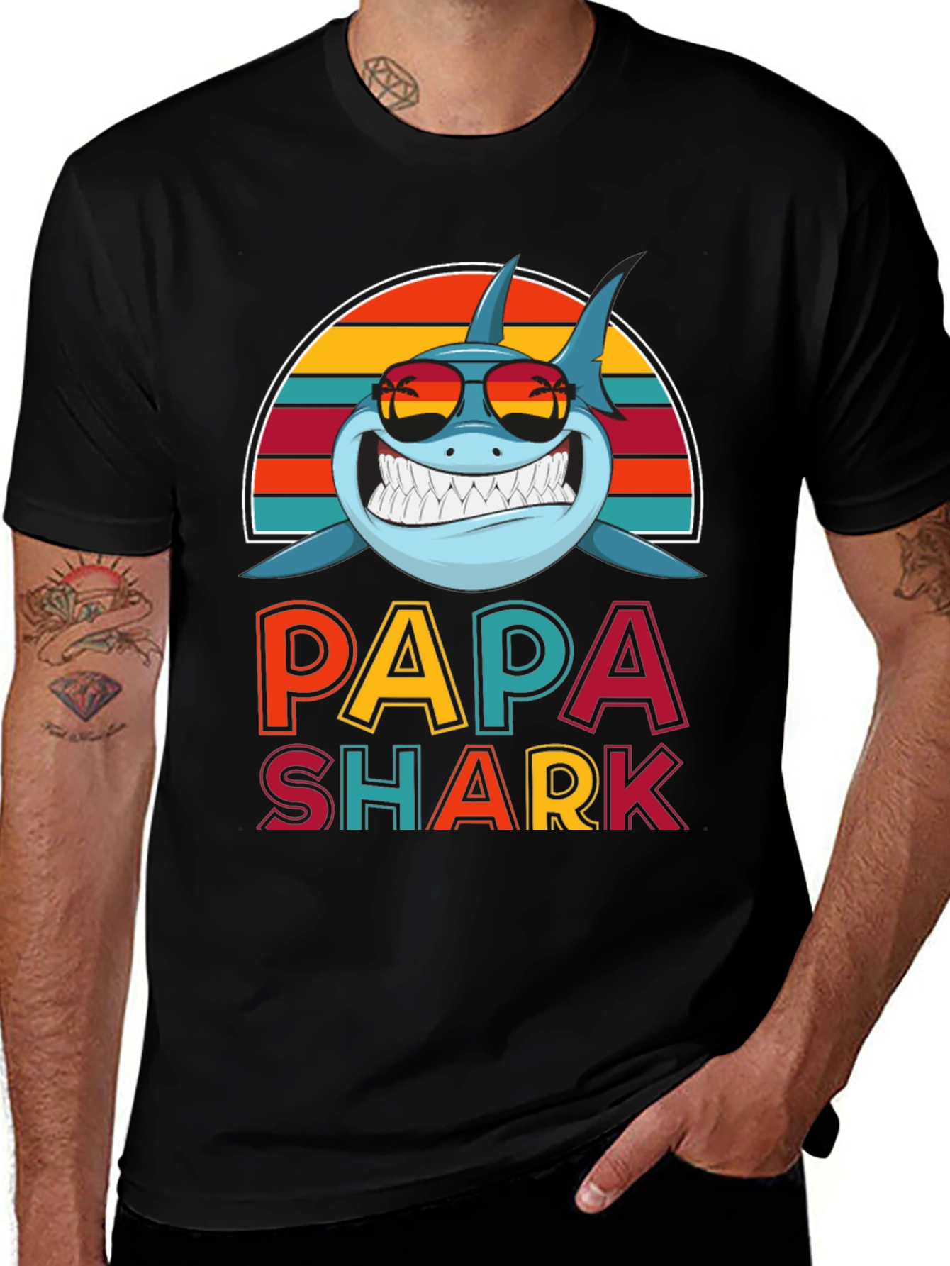 Papa Shark Graphic Tee - Fun Dad T-Shirt