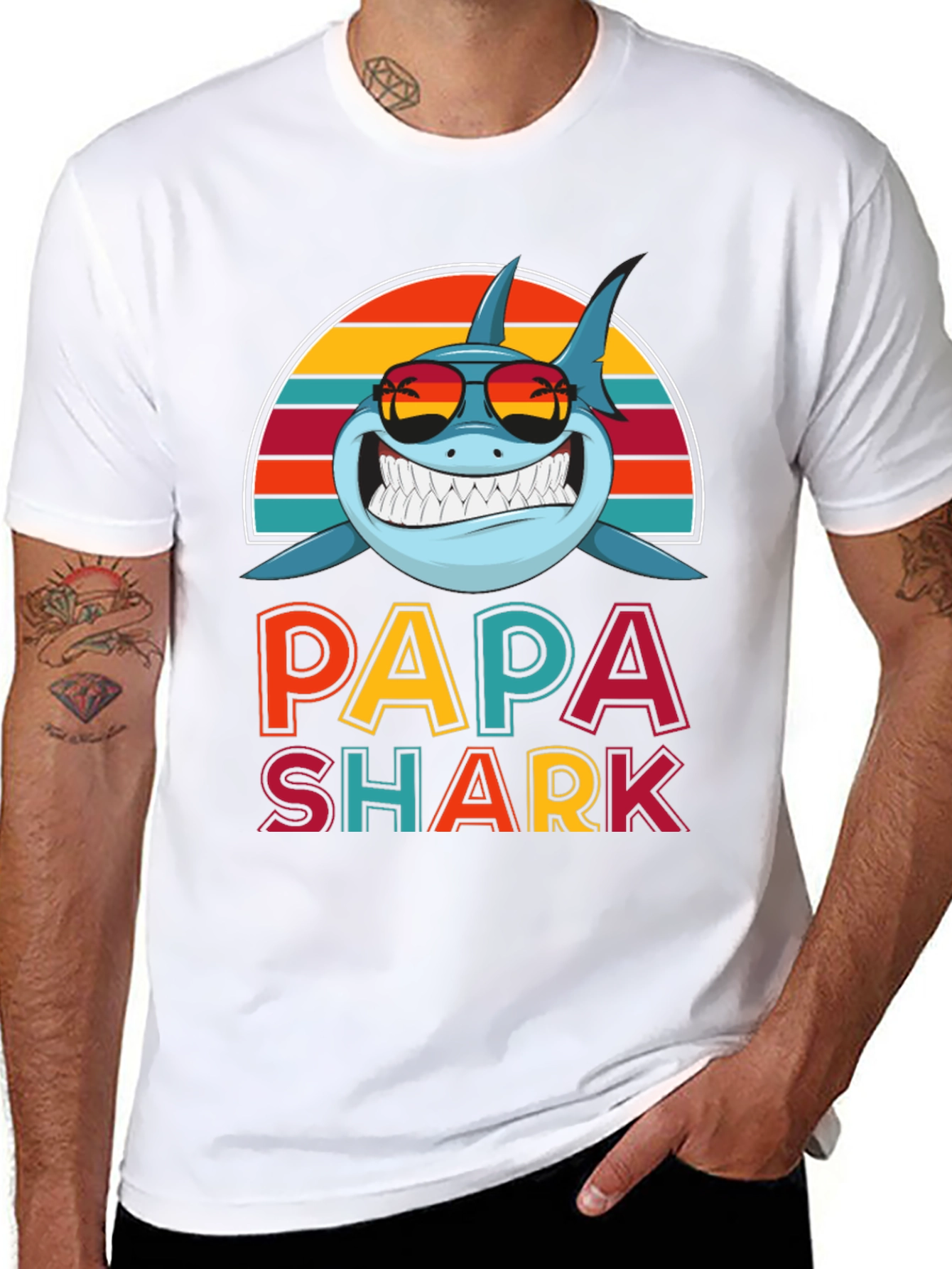 Papa Shark Graphic Tee - Fun Dad T-Shirt