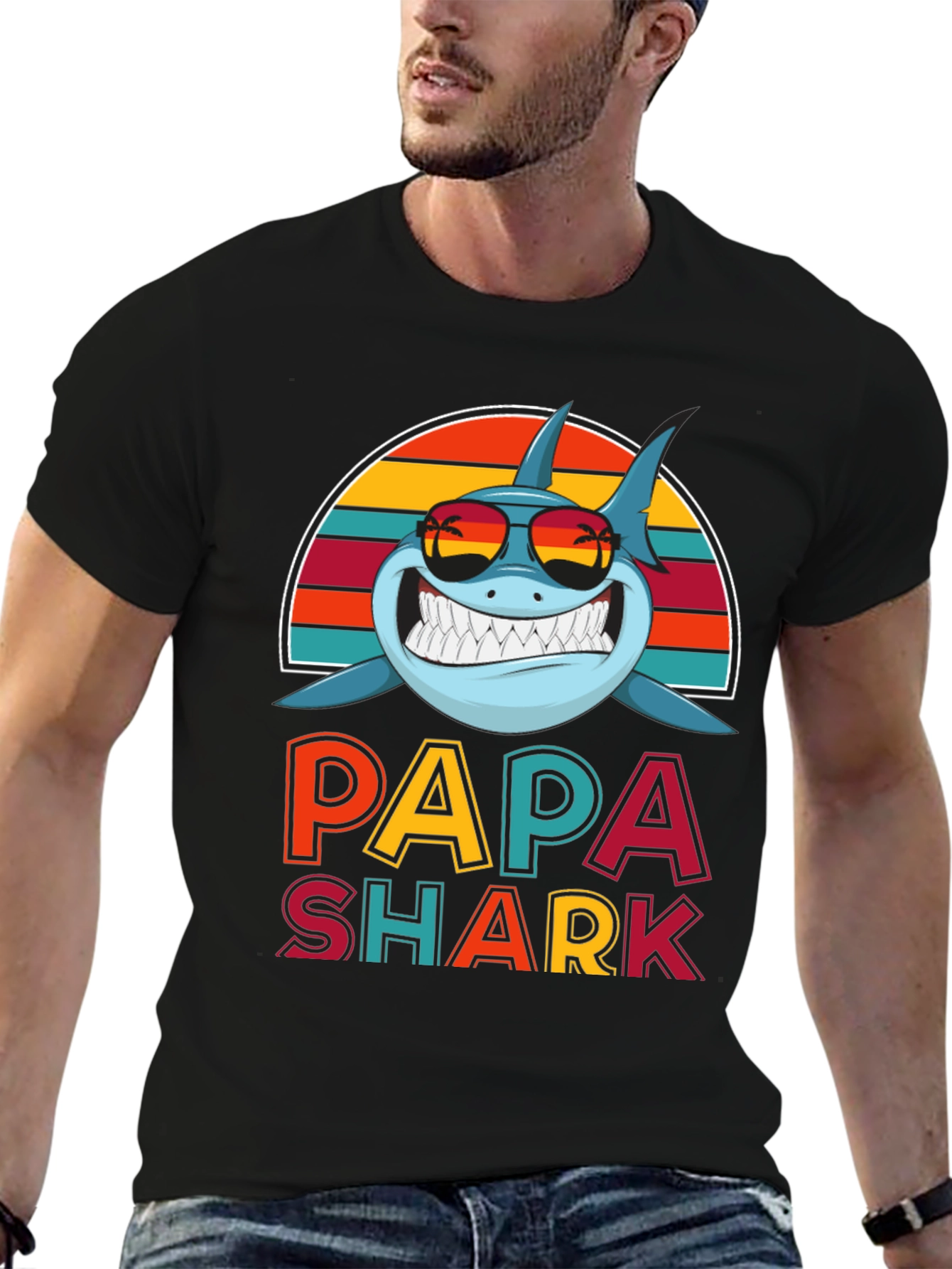 Papa Shark Graphic Tee - Fun Dad T-Shirt