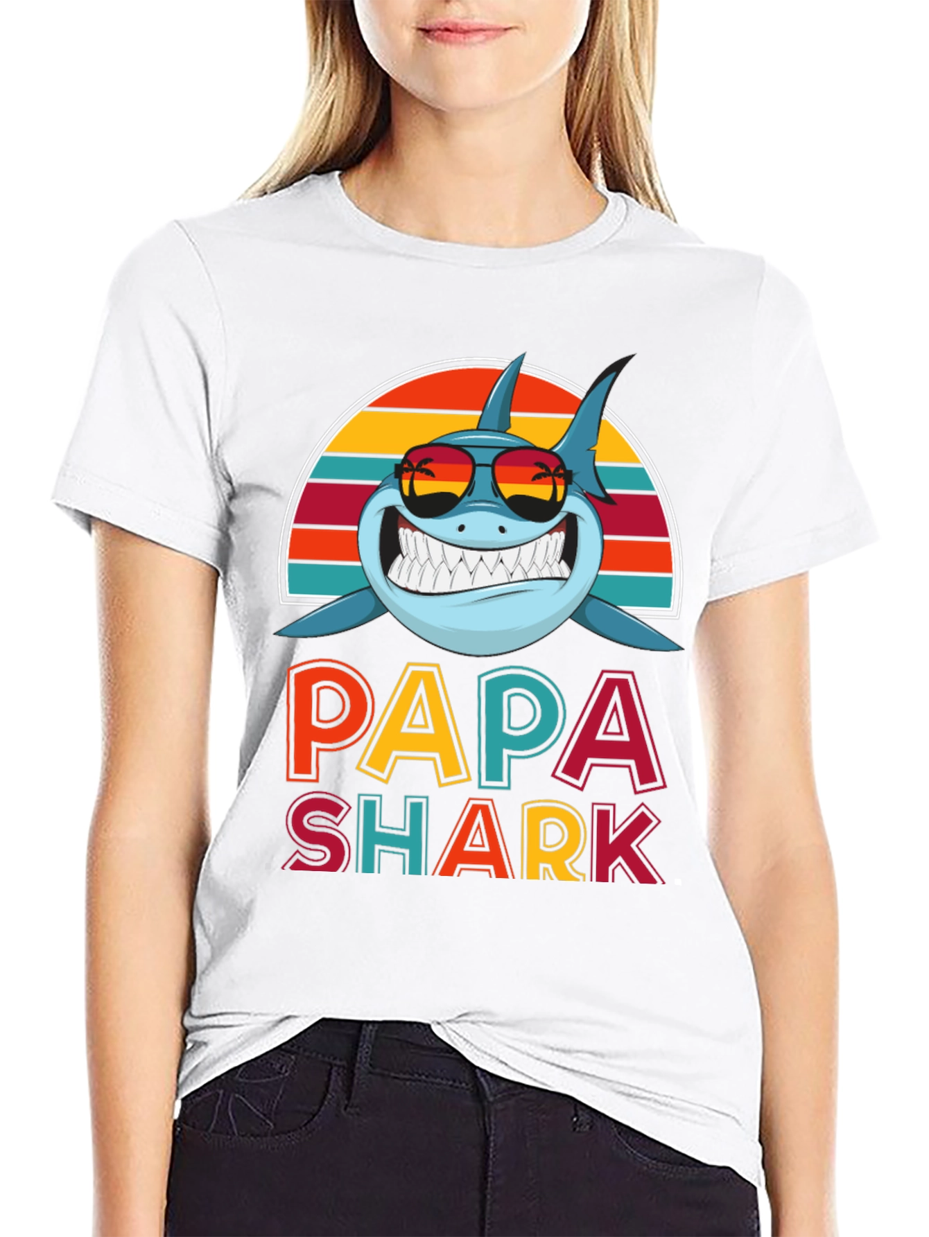 Papa Shark Graphic Tee - Fun Dad T-Shirt