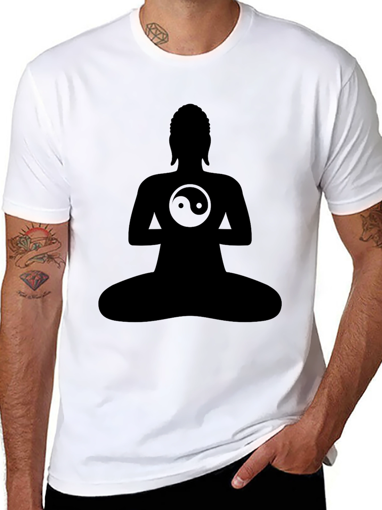 Yin Yang Buddha Silhouette Tee - Zen Style