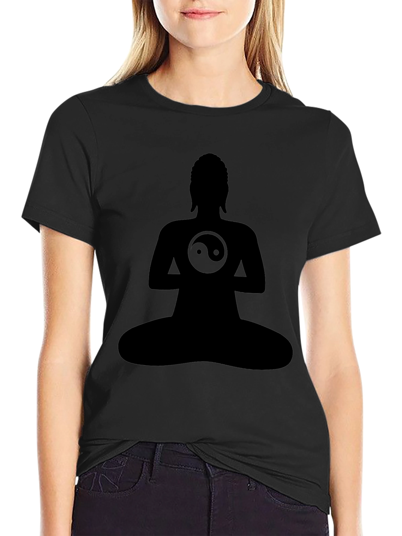 Yin Yang Buddha Silhouette Tee - Zen Style