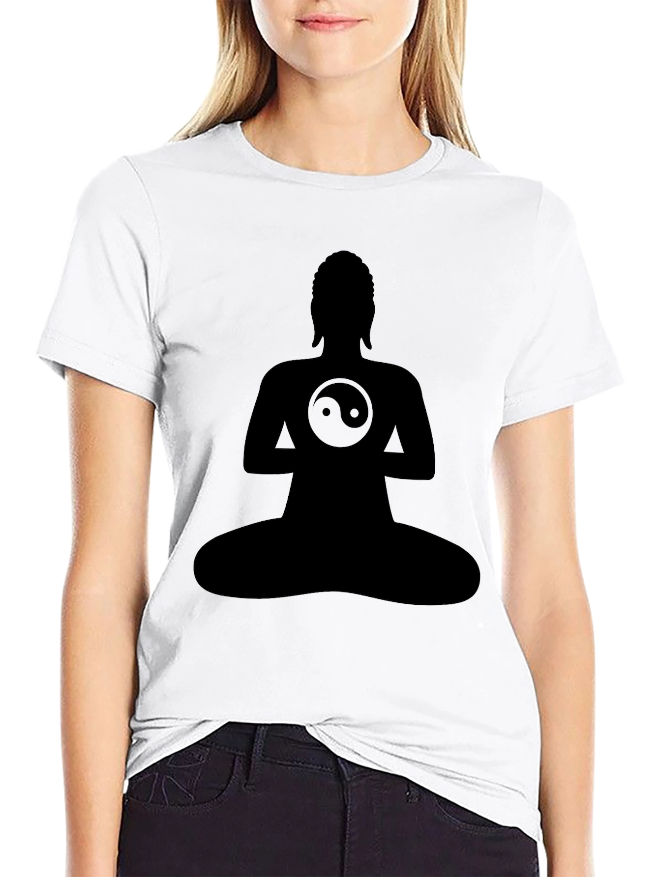 Yin Yang Buddha Silhouette Tee - Zen Style