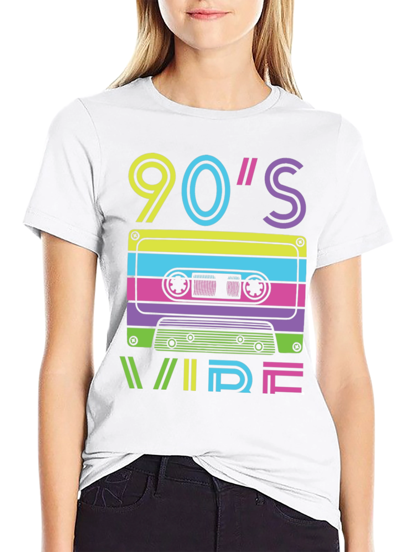 Retro 90s Vibe Cassette Tape Graphic Tee - Black