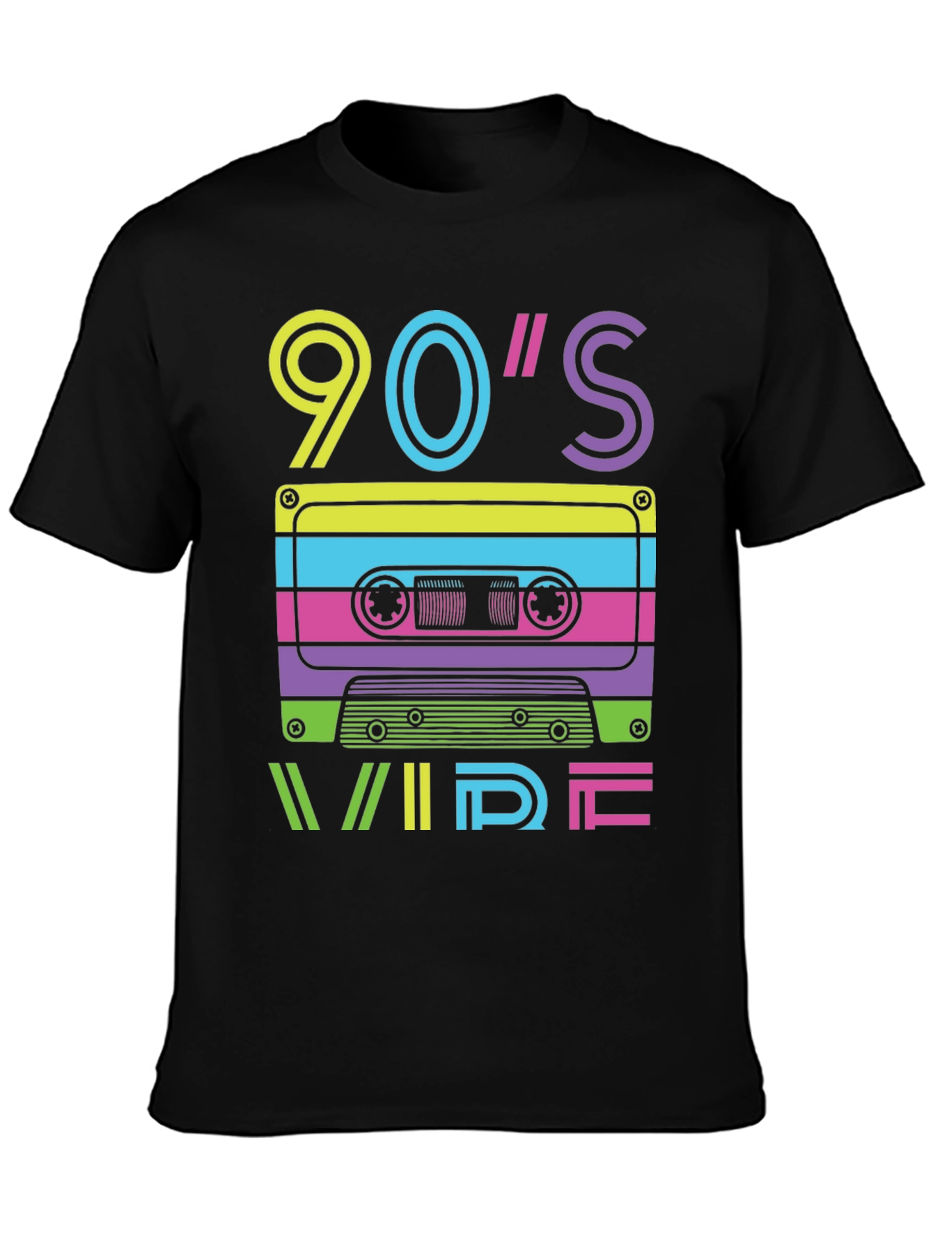 Retro 90s Vibe Cassette Tape Graphic Tee - Black