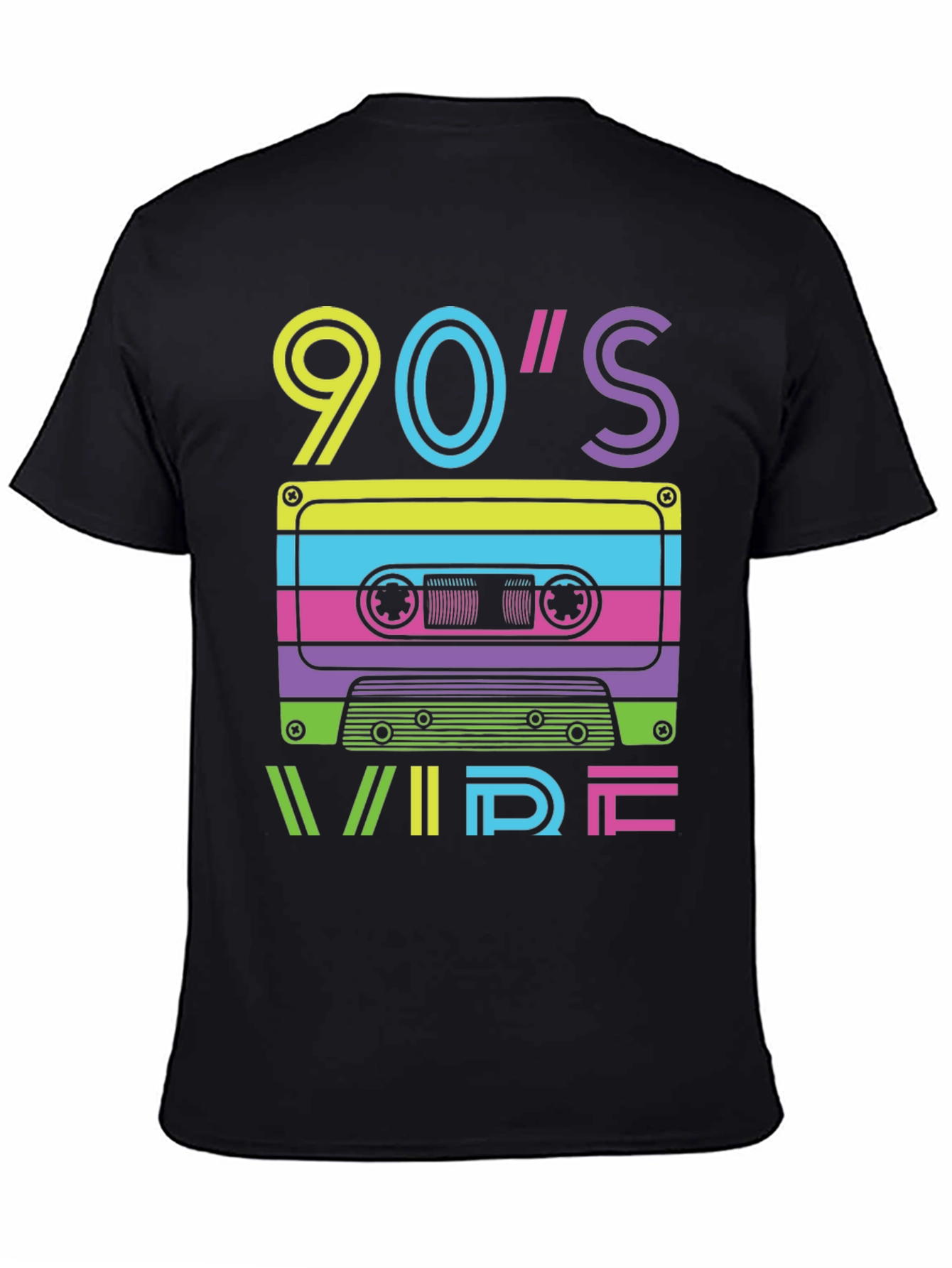 Retro 90s Vibe Cassette Tape Graphic Tee - Black