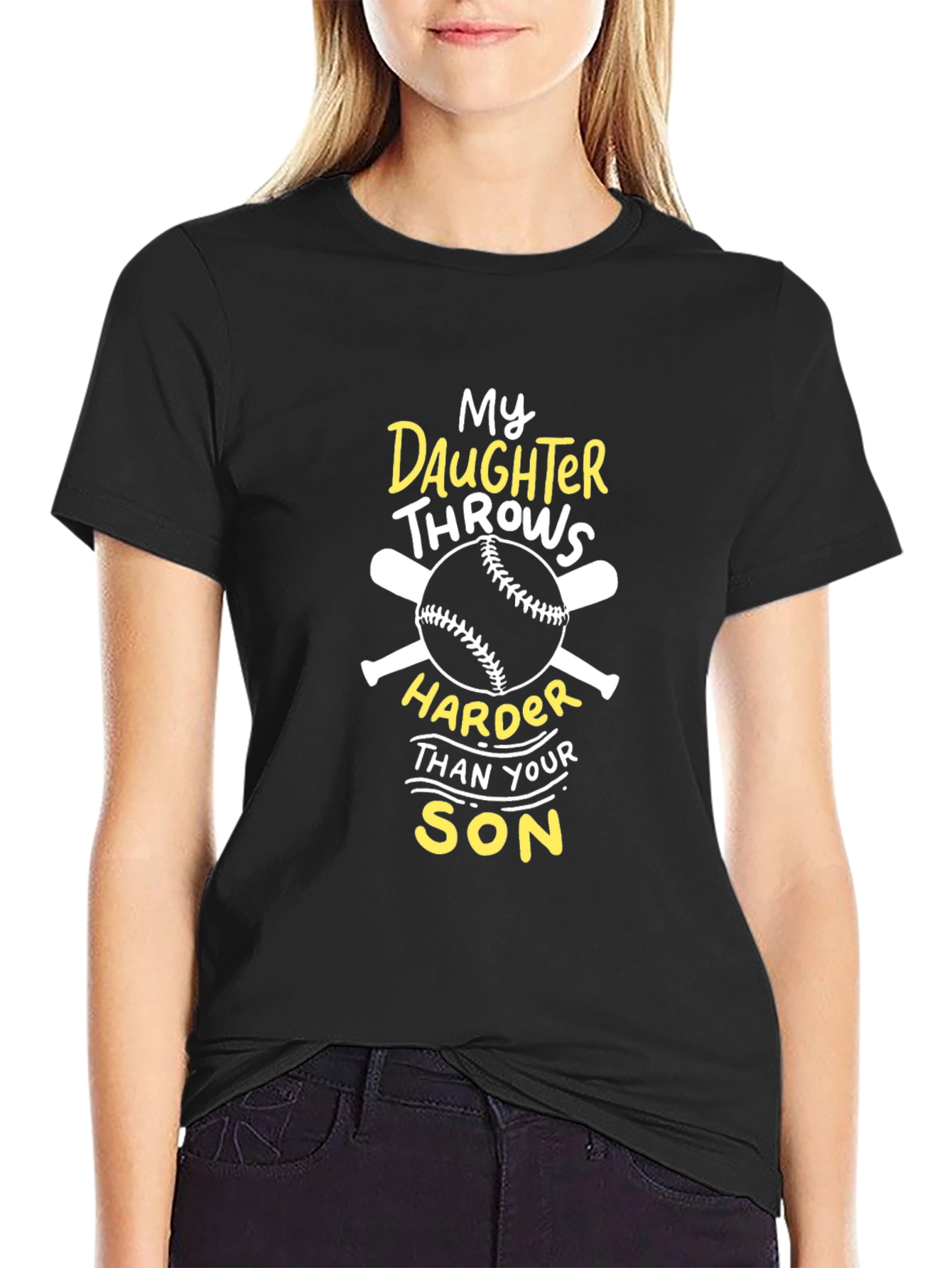 Funny Baseball T-Shirt: My Daughter Throws Harder