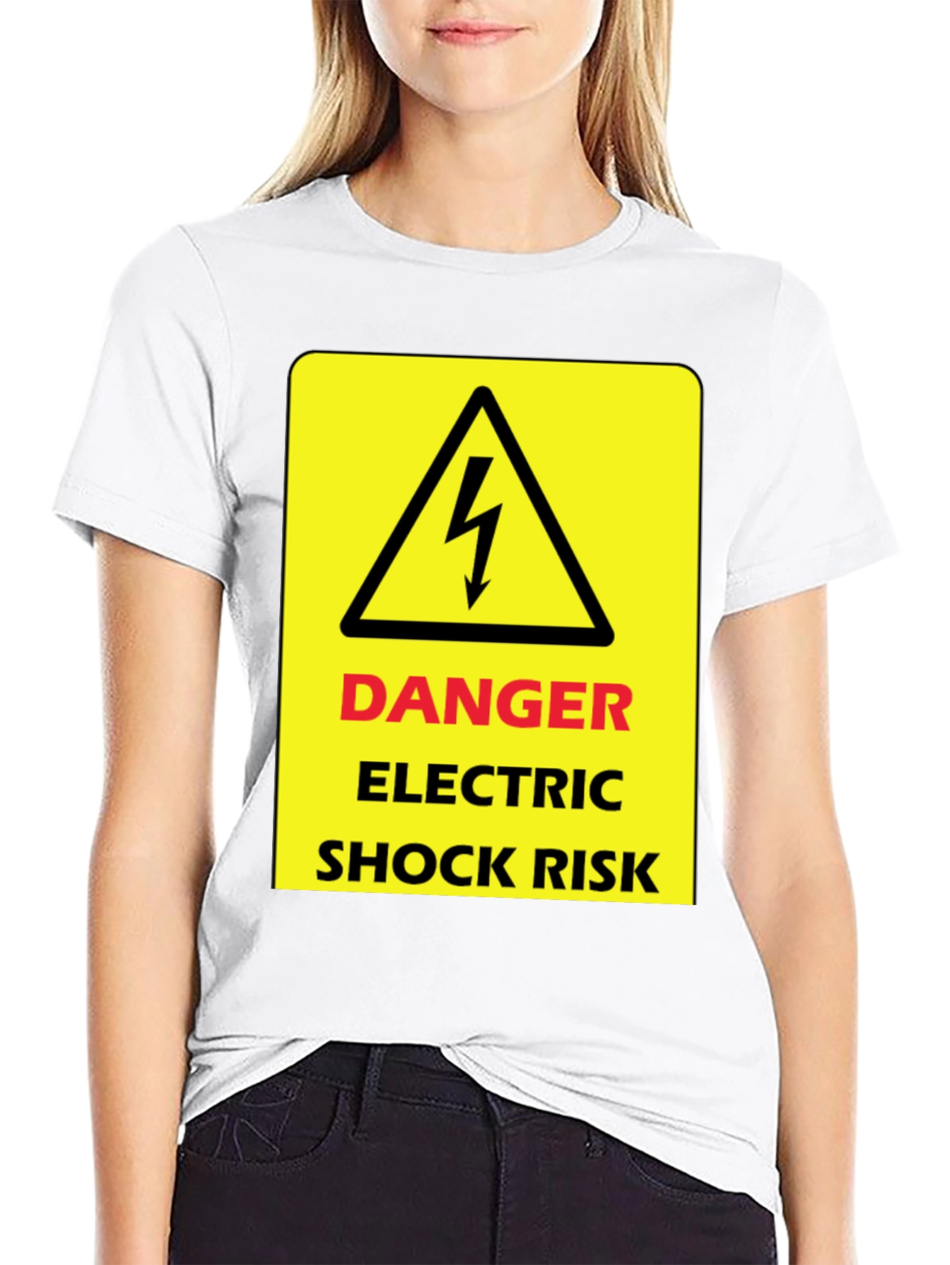 Danger Electric Shock Risk Black T-Shirt
