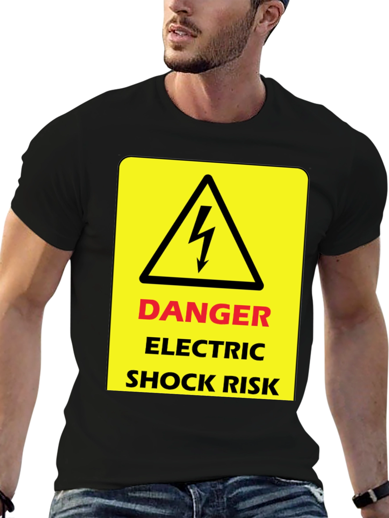 Danger Electric Shock Risk Black T-Shirt