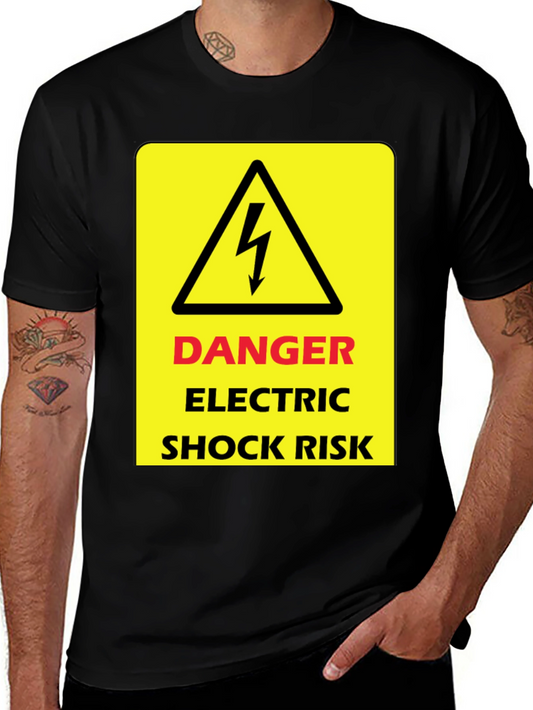 Danger Electric Shock Risk Black T-Shirt