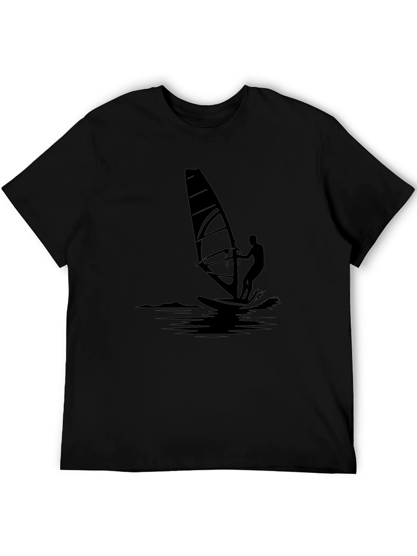 Windsurfer Graphic Tee - Black Cotton T-Shirt
