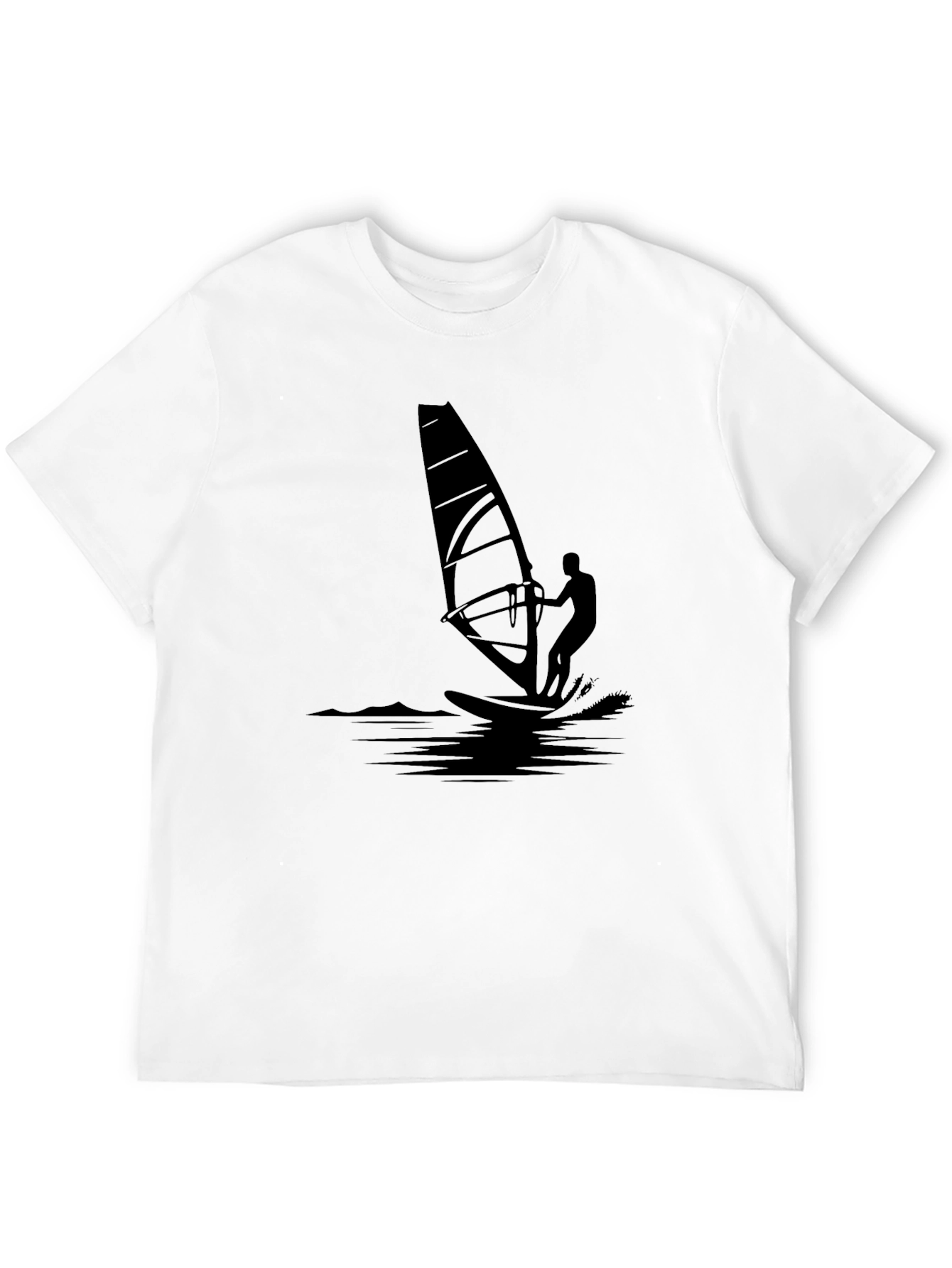 Windsurfer Graphic Tee - Black Cotton T-Shirt