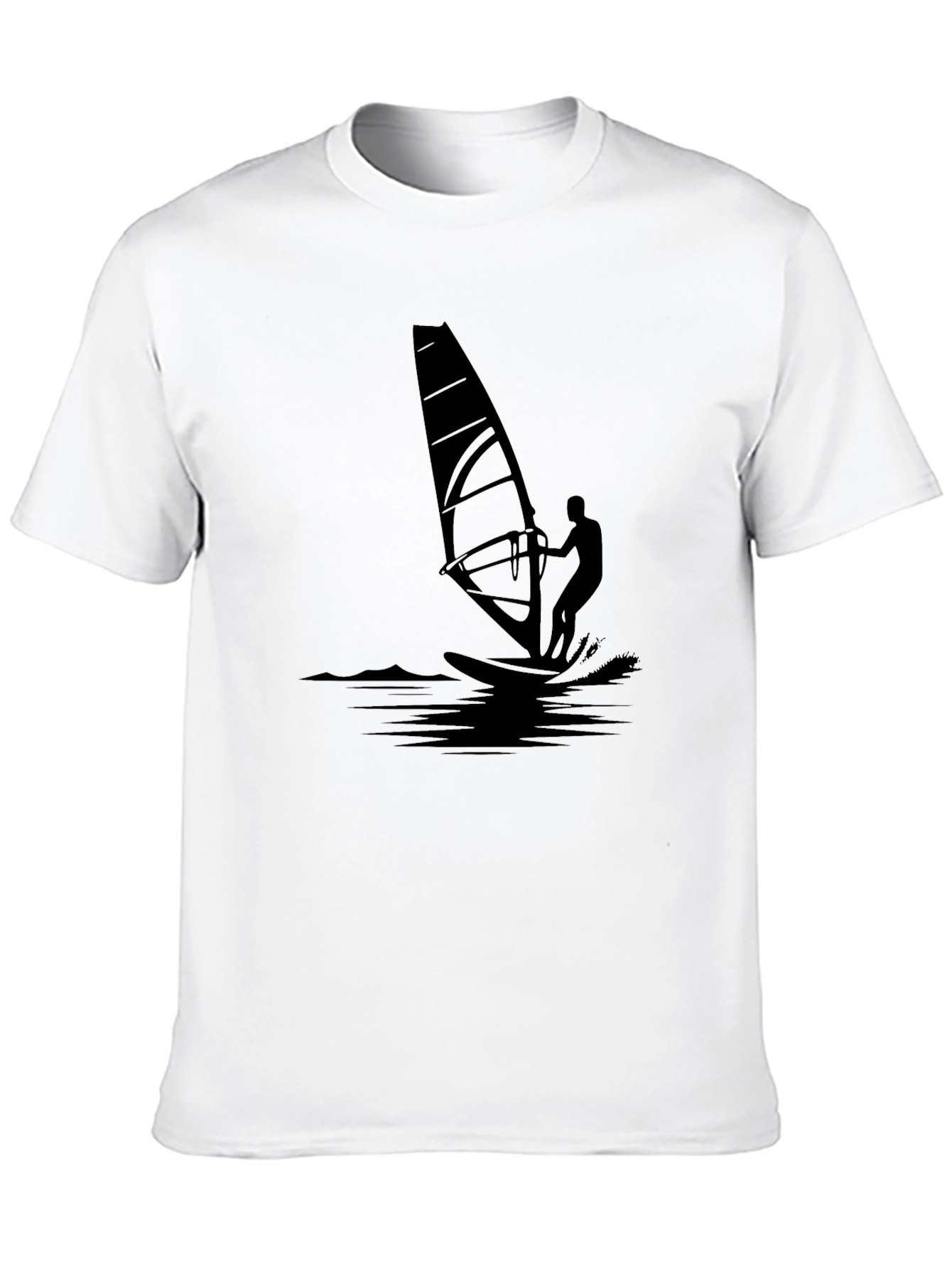 Windsurfer Graphic Tee - Black Cotton T-Shirt