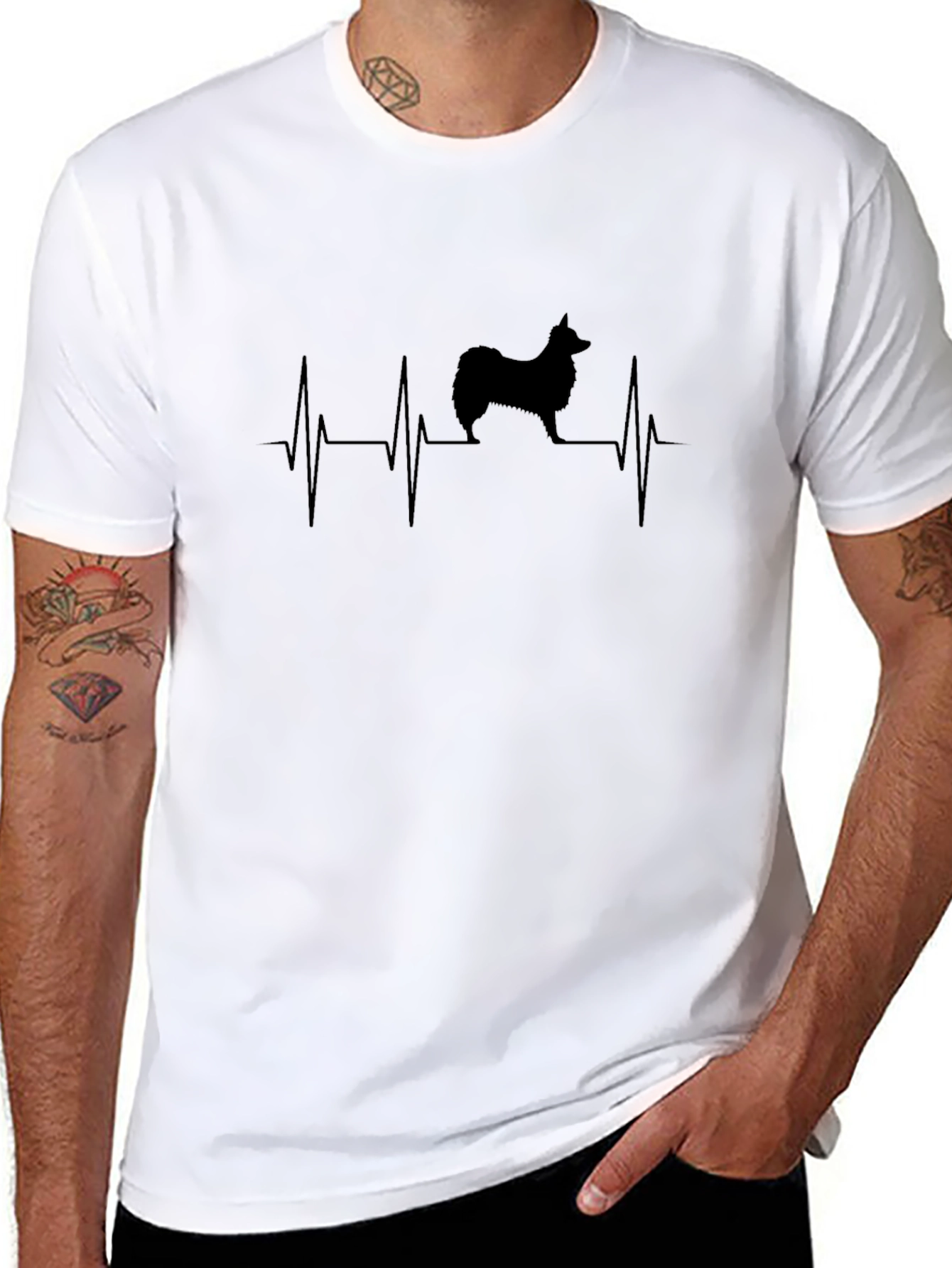 Dog Heartbeat T-Shirt - Black Cotton Tee