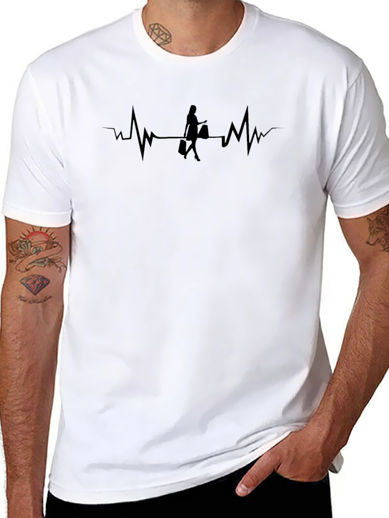 Shopping Heartbeat Tee -  Black T-Shirt