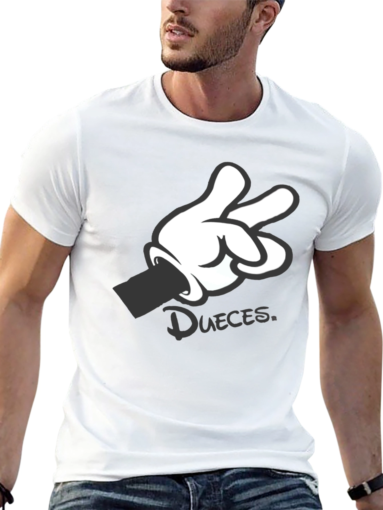 Black Graphic Tee - Mickey Mouse Hand Deuces