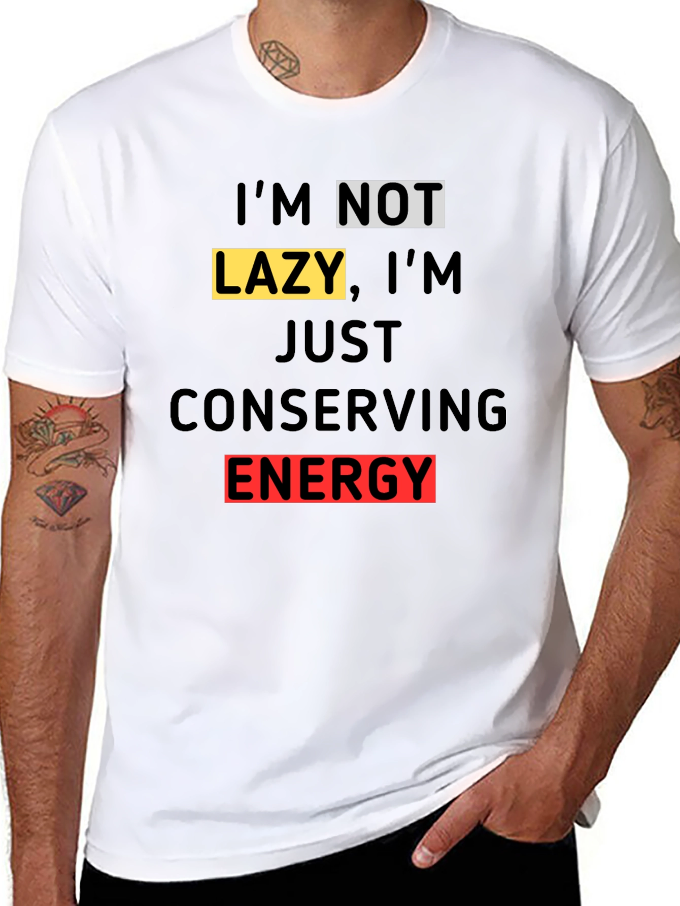Conserving Energy T-Shirt: Funny Sarcastic Lazy Tee