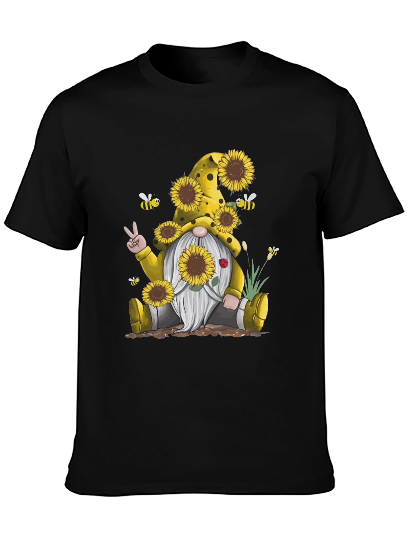 Sunflower Gnome Graphic Tee - Peace Love & Sunflowers!