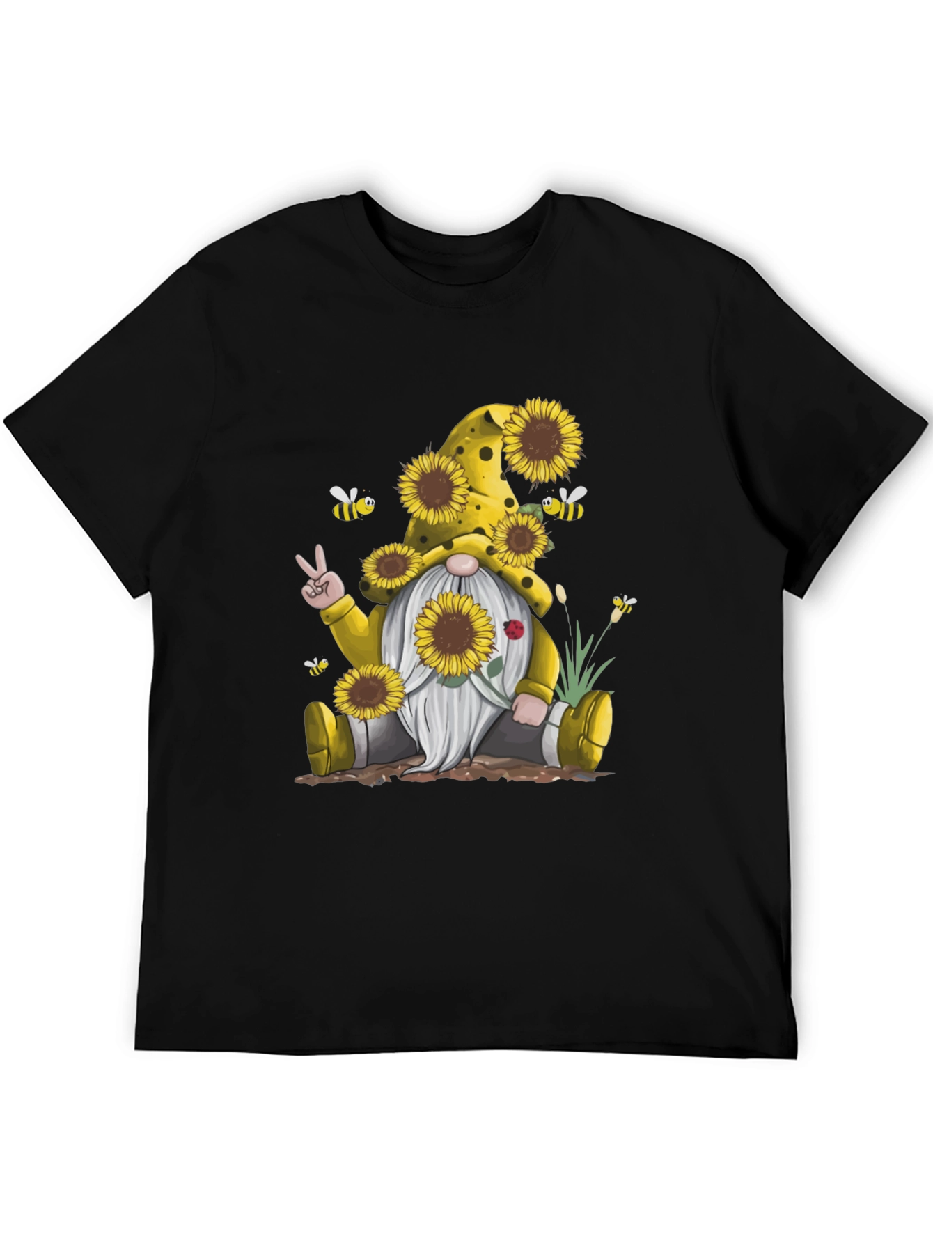 Sunflower Gnome Graphic Tee - Peace Love & Sunflowers!