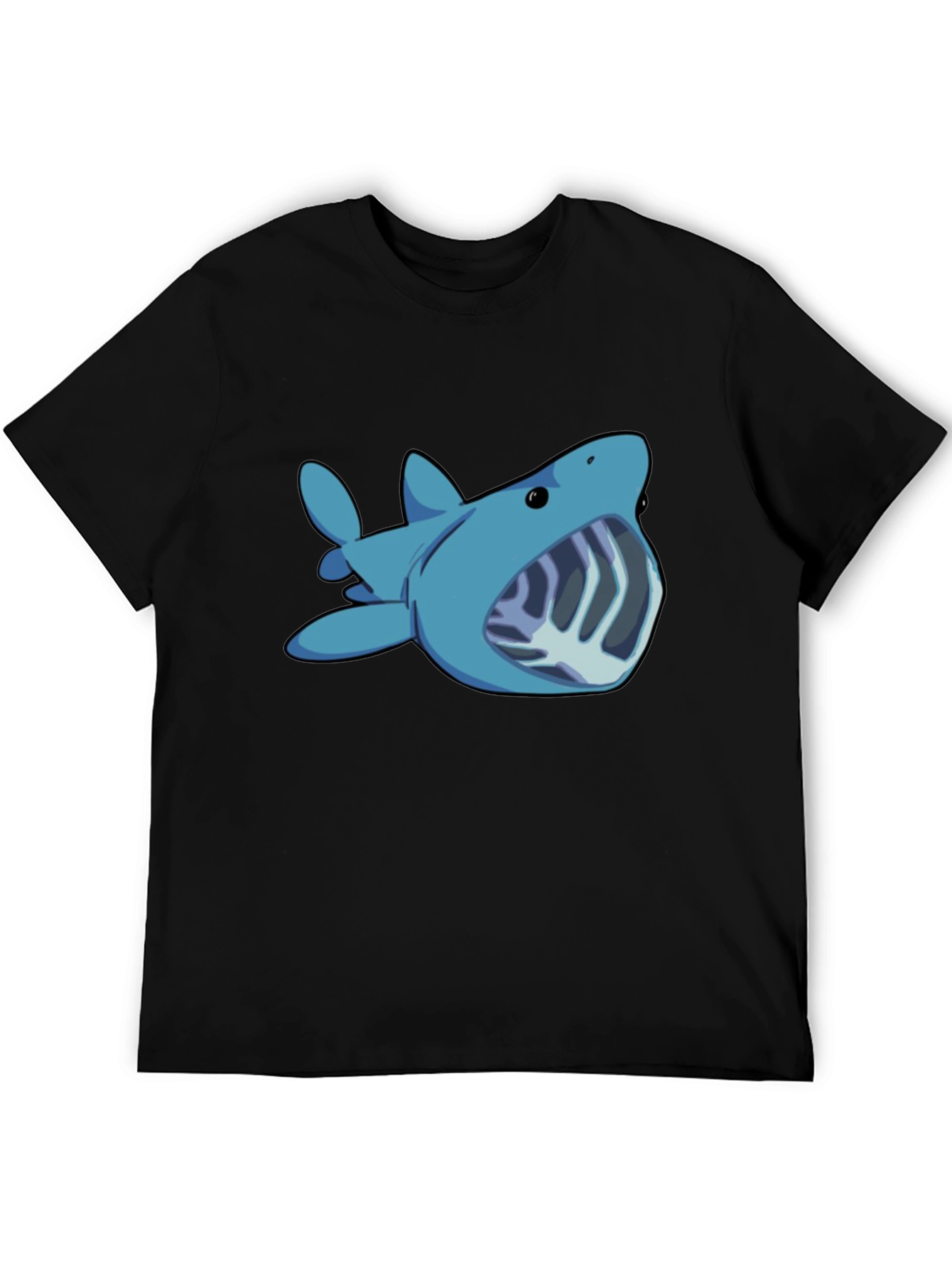Cartoon Shark Graphic Tee - Black Unisex T-Shirt