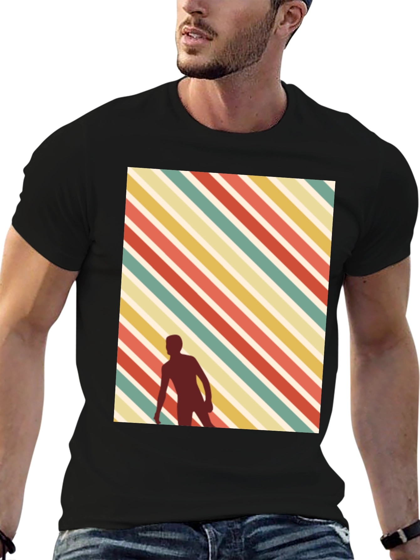 Retro Striped Skater Tee - Black