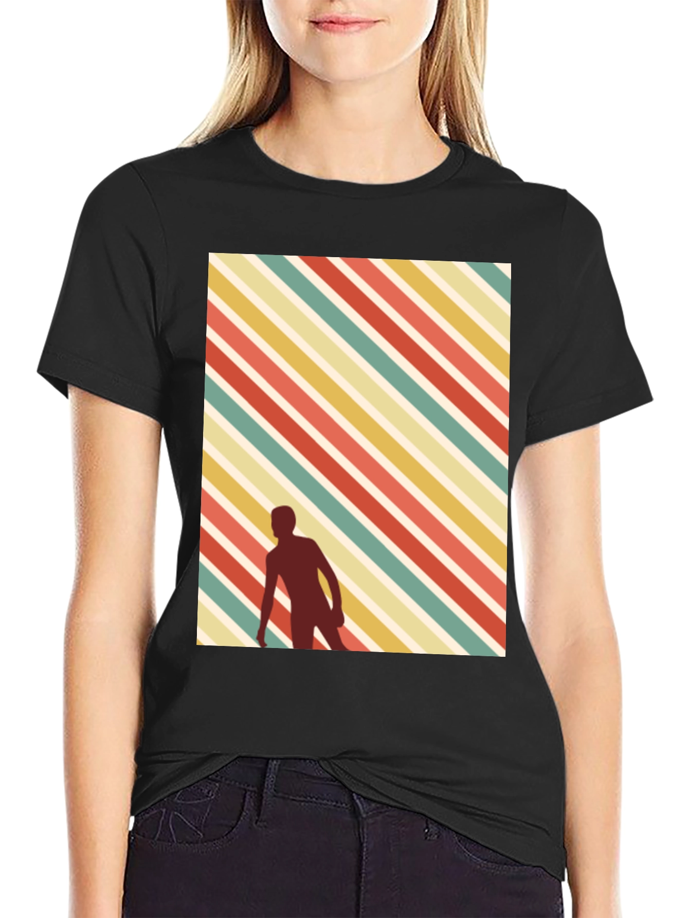Retro Striped Skater Tee - Black