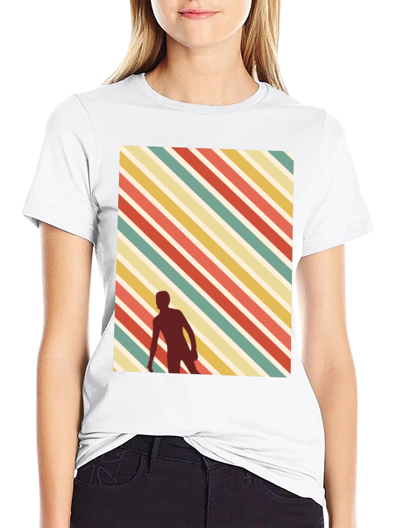 Retro Striped Skater Tee - Black