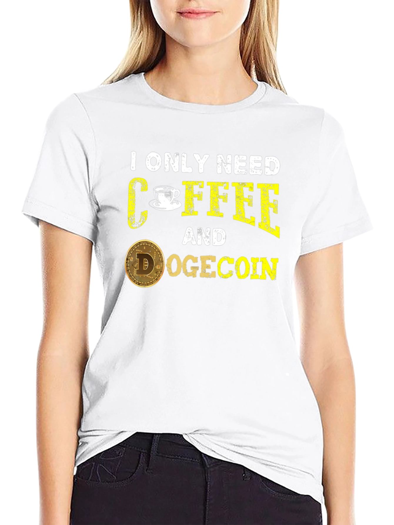 Coffee & Dogecoin Black T-Shirt