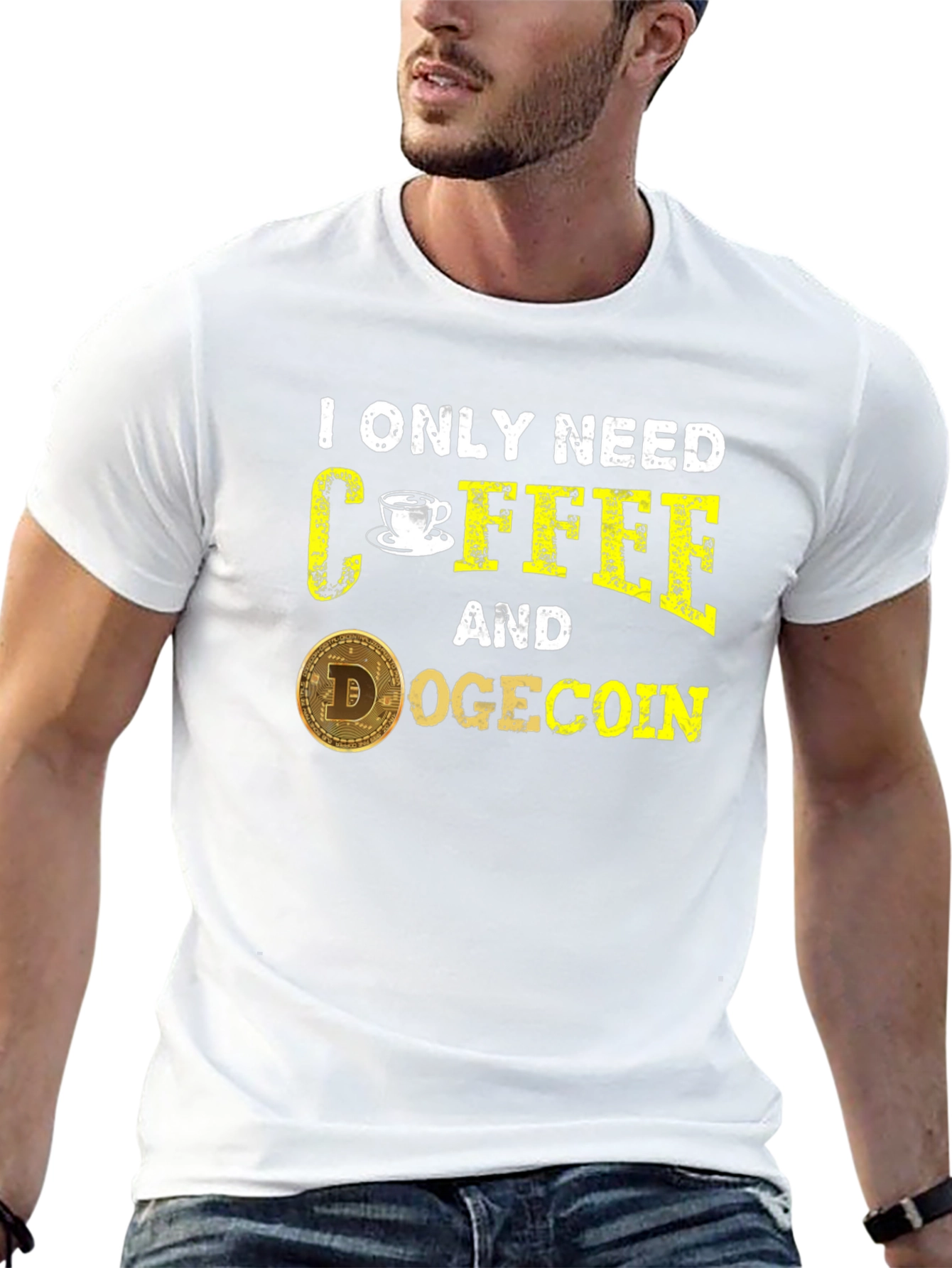 Coffee & Dogecoin Black T-Shirt