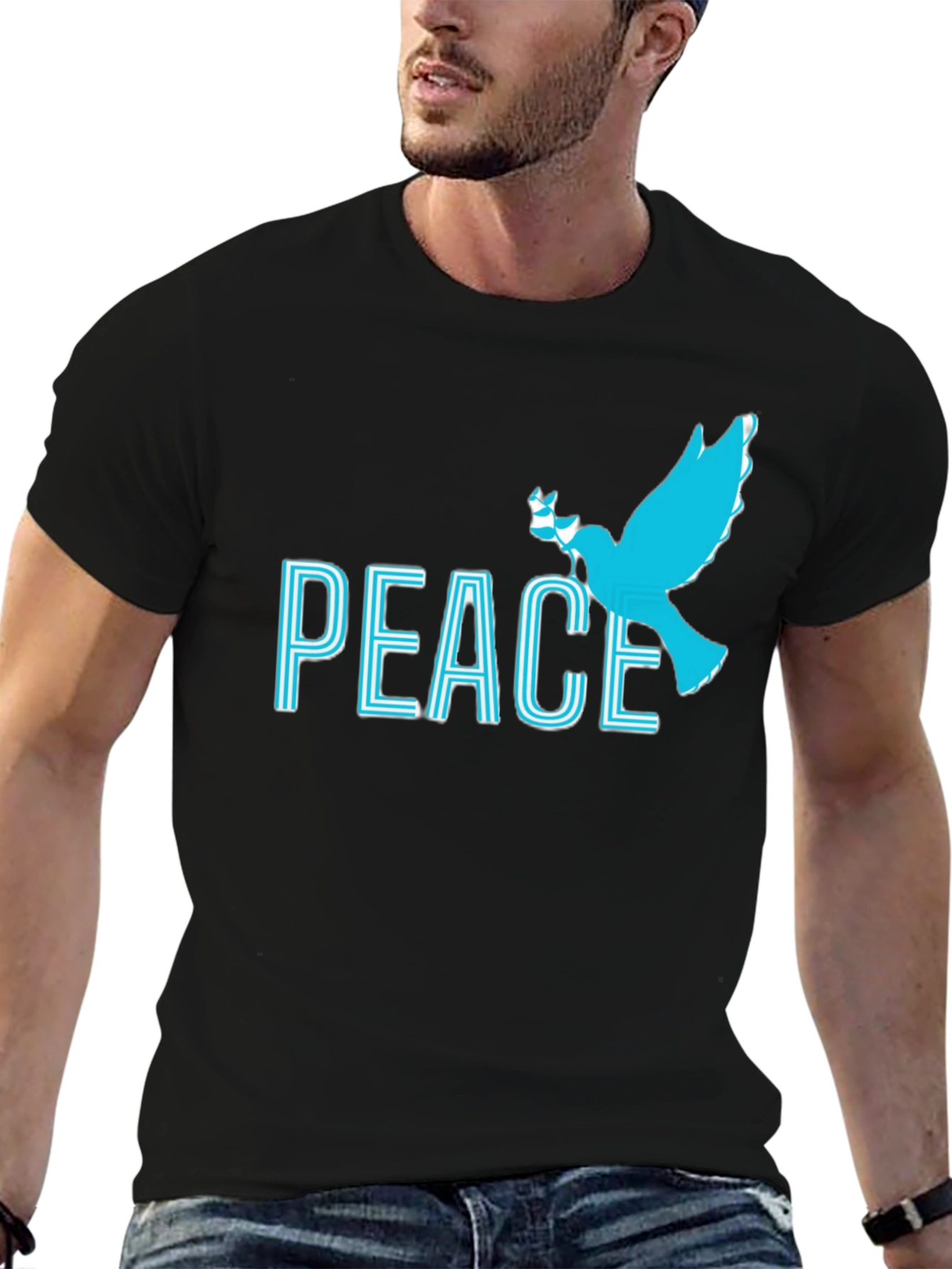Peace Dove Graphic Tee - Soft Black Cotton Blend