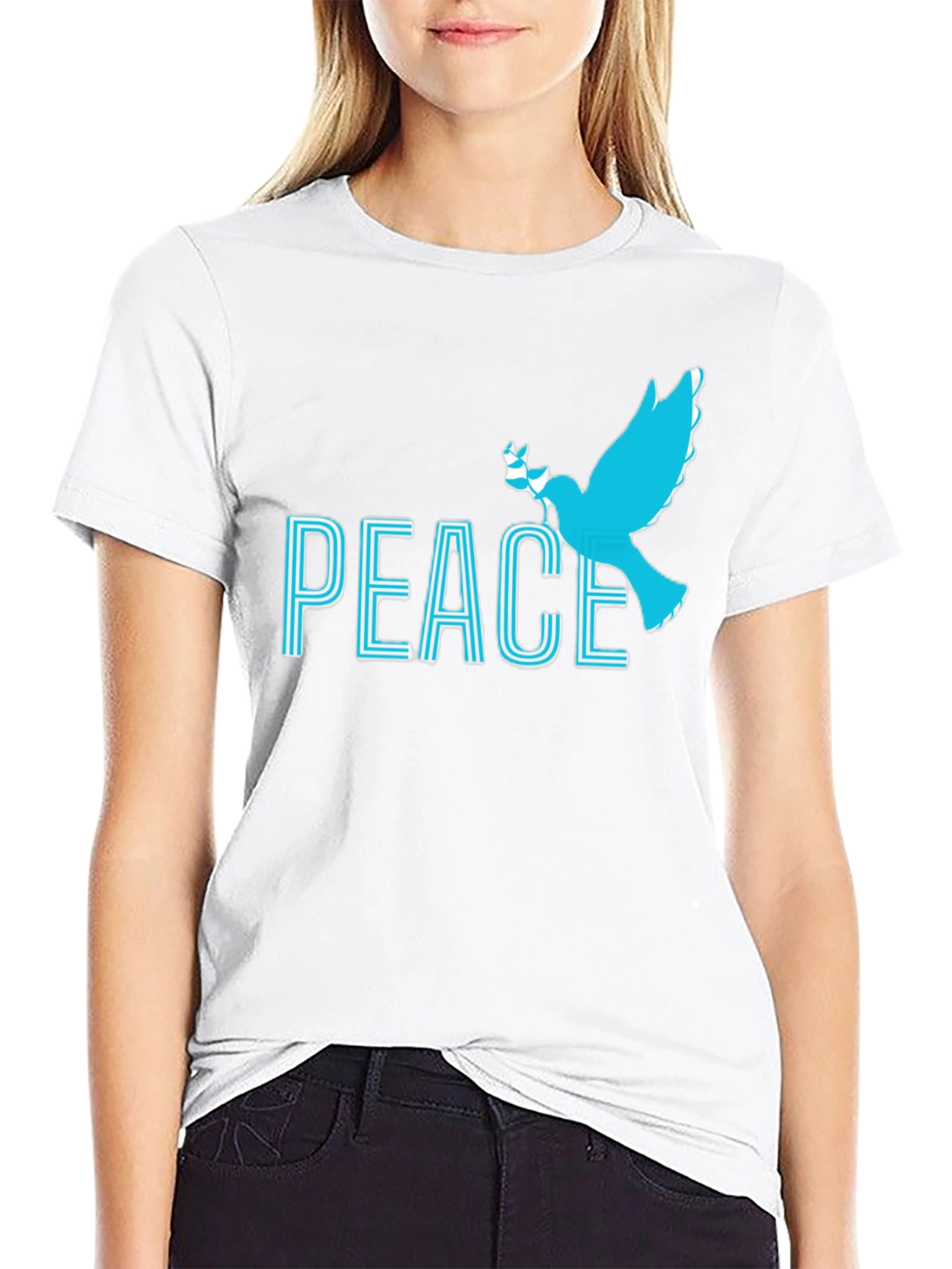 Peace Dove Graphic Tee - Soft Black Cotton Blend