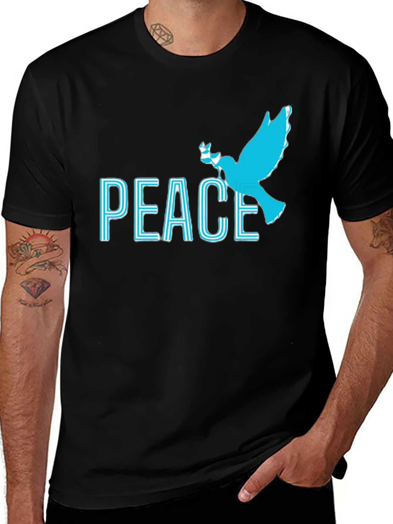 Peace Dove Graphic Tee - Soft Black Cotton Blend