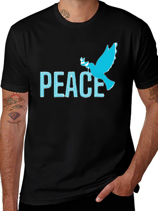 Peace Dove Graphic Tee - Soft Black Cotton Blend