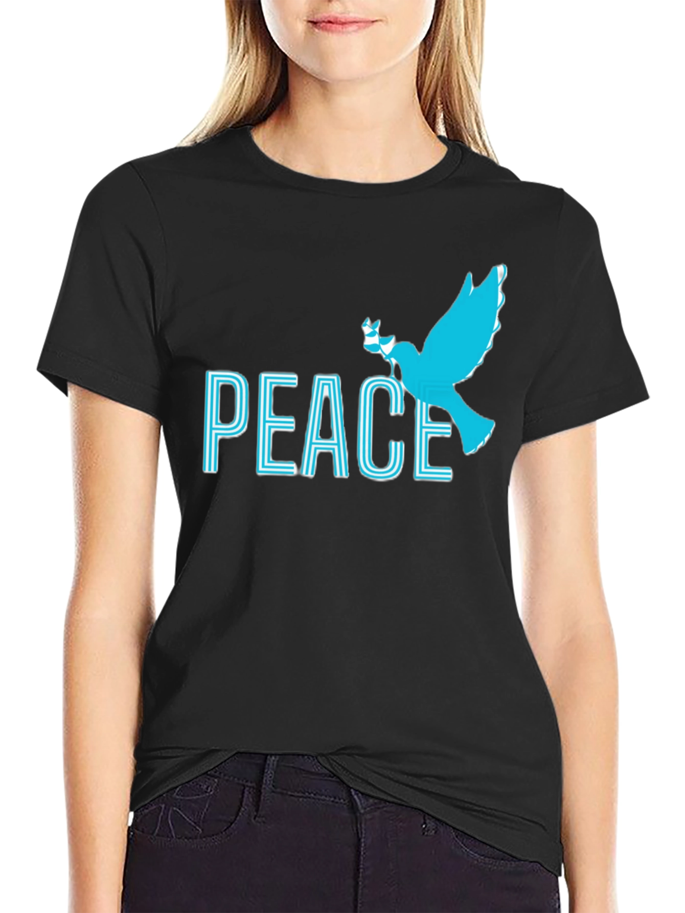 Peace Dove Graphic Tee - Soft Black Cotton Blend
