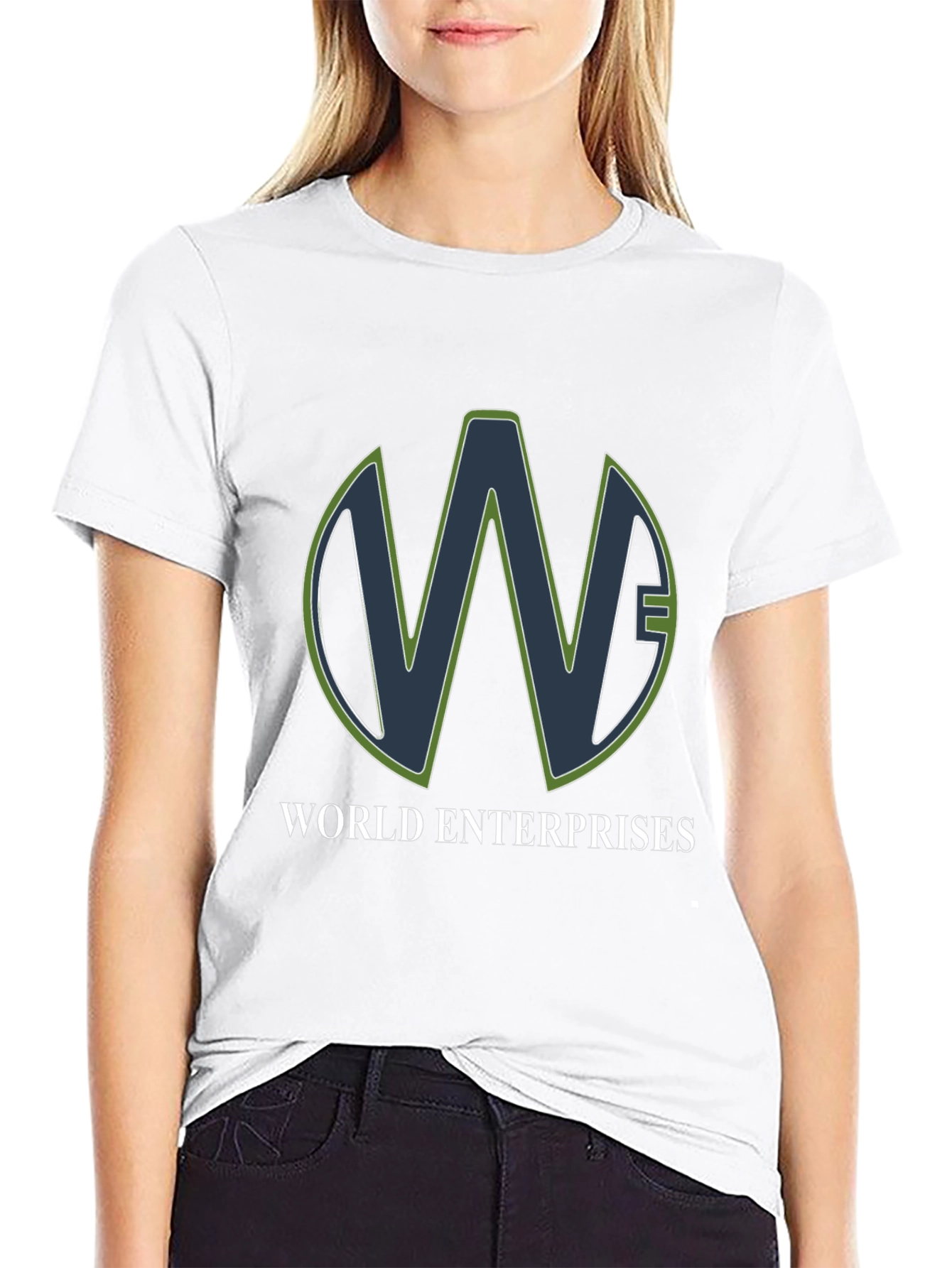 World Enterprises Black T-Shirt - Unique Logo Design