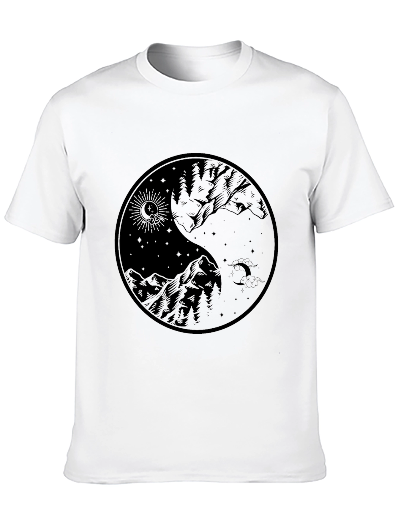 Yin Yang Mountain Graphic Tee - Black