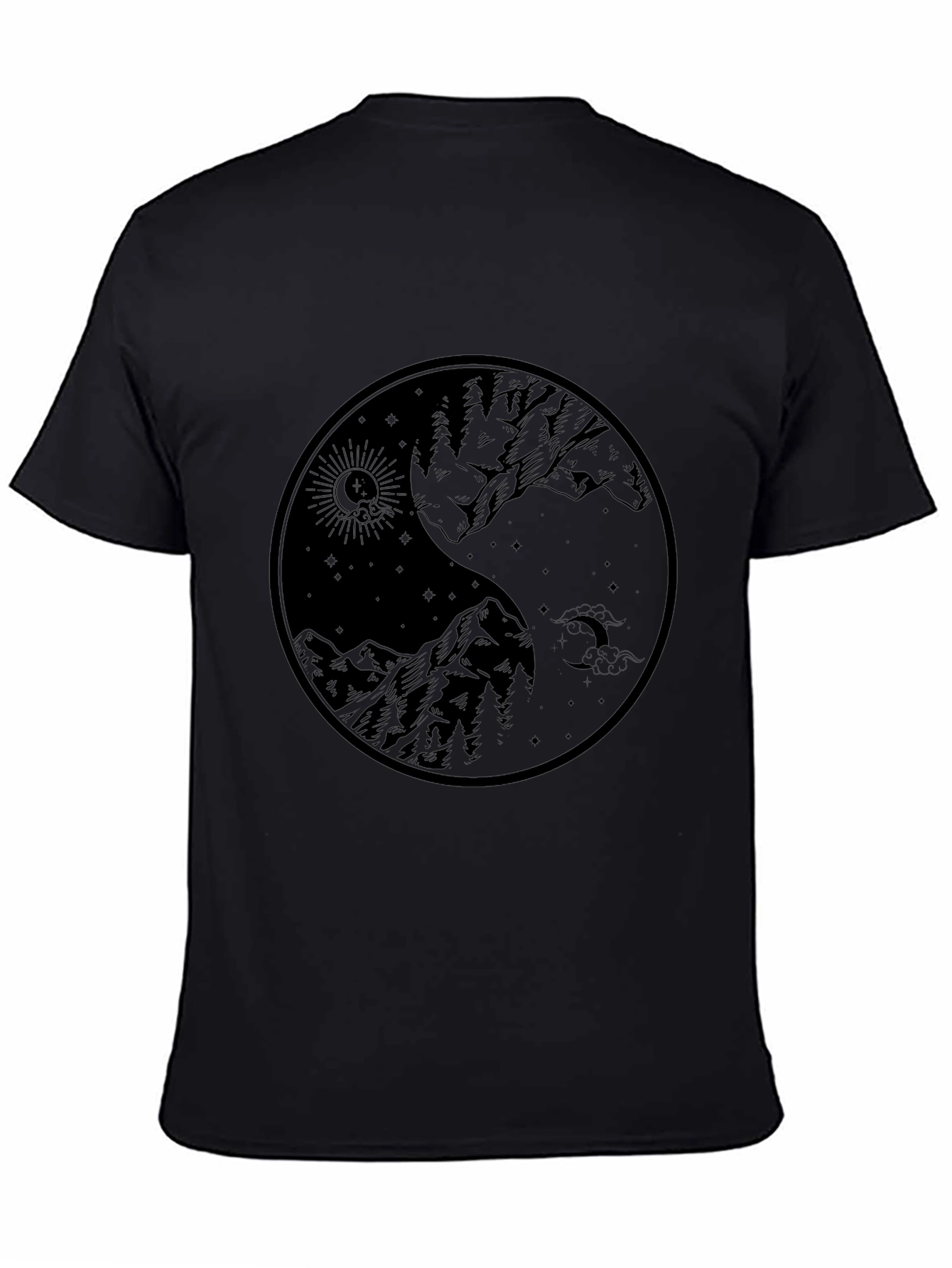 Yin Yang Mountain Graphic Tee - Black