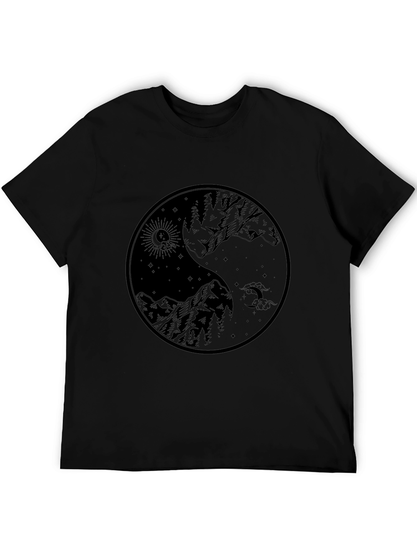 Yin Yang Mountain Graphic Tee - Black