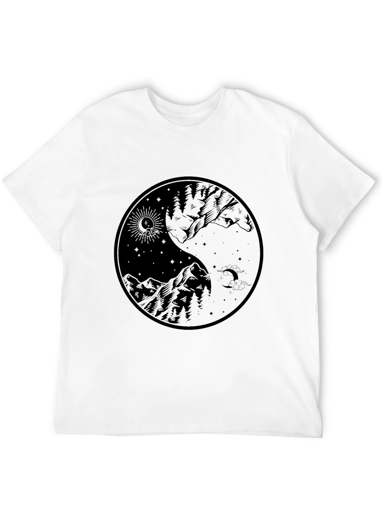 Yin Yang Mountain Graphic Tee - Black